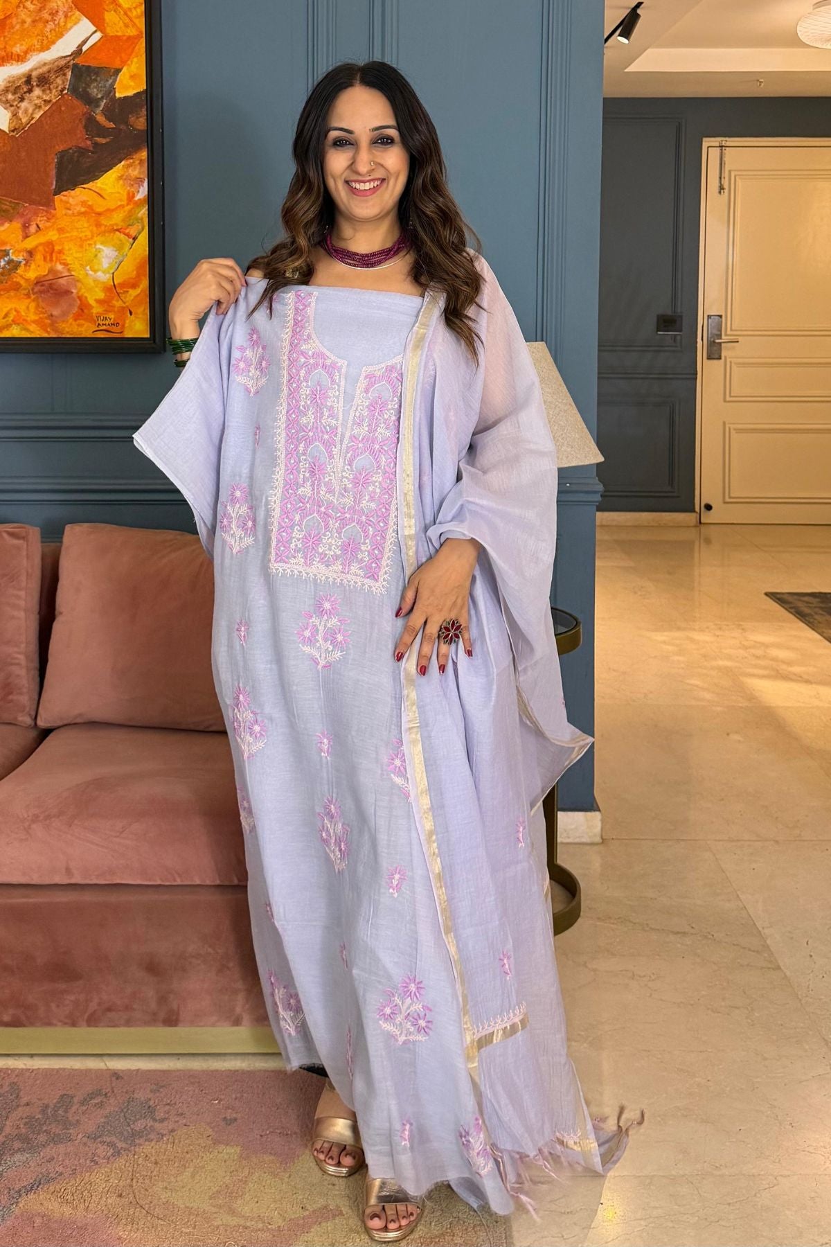 Chikankari on pure Mul cotton!!