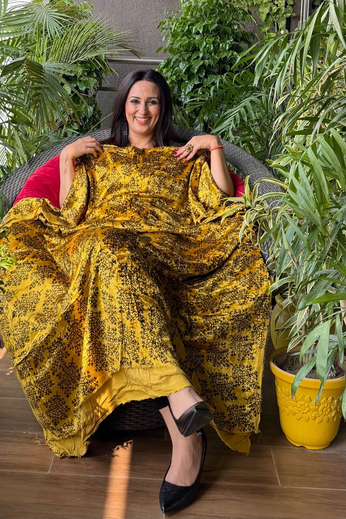 Handblocked Ajrakh kurta fabric only!!
