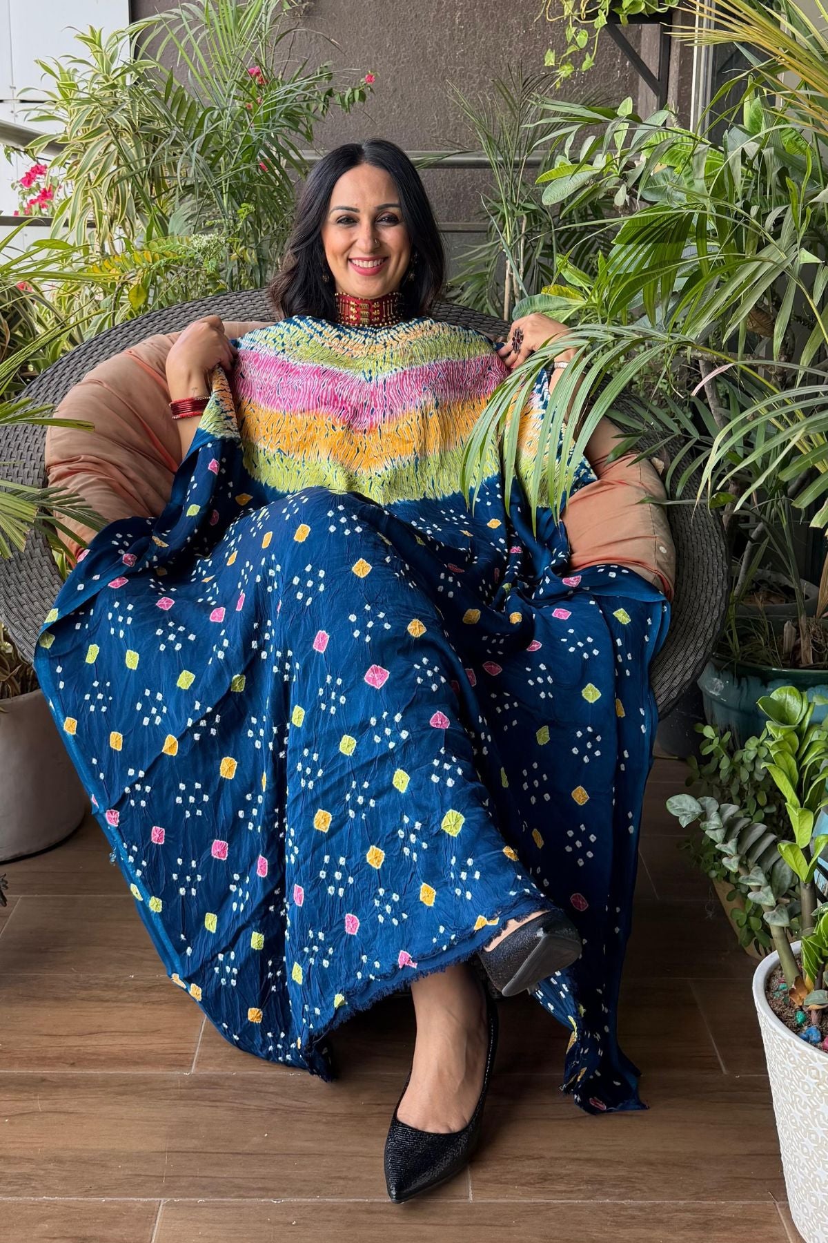 Multi Shibori & Bandhani Kurta on pure modal satin!!