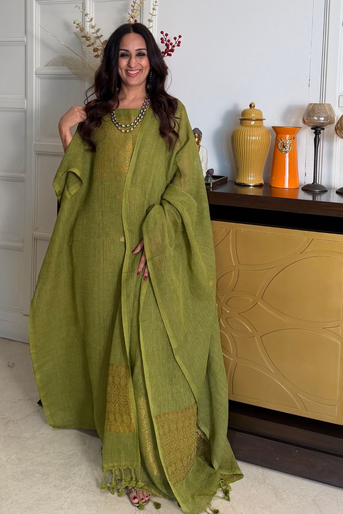 Jamdani Handwoven linen by linen sets!!