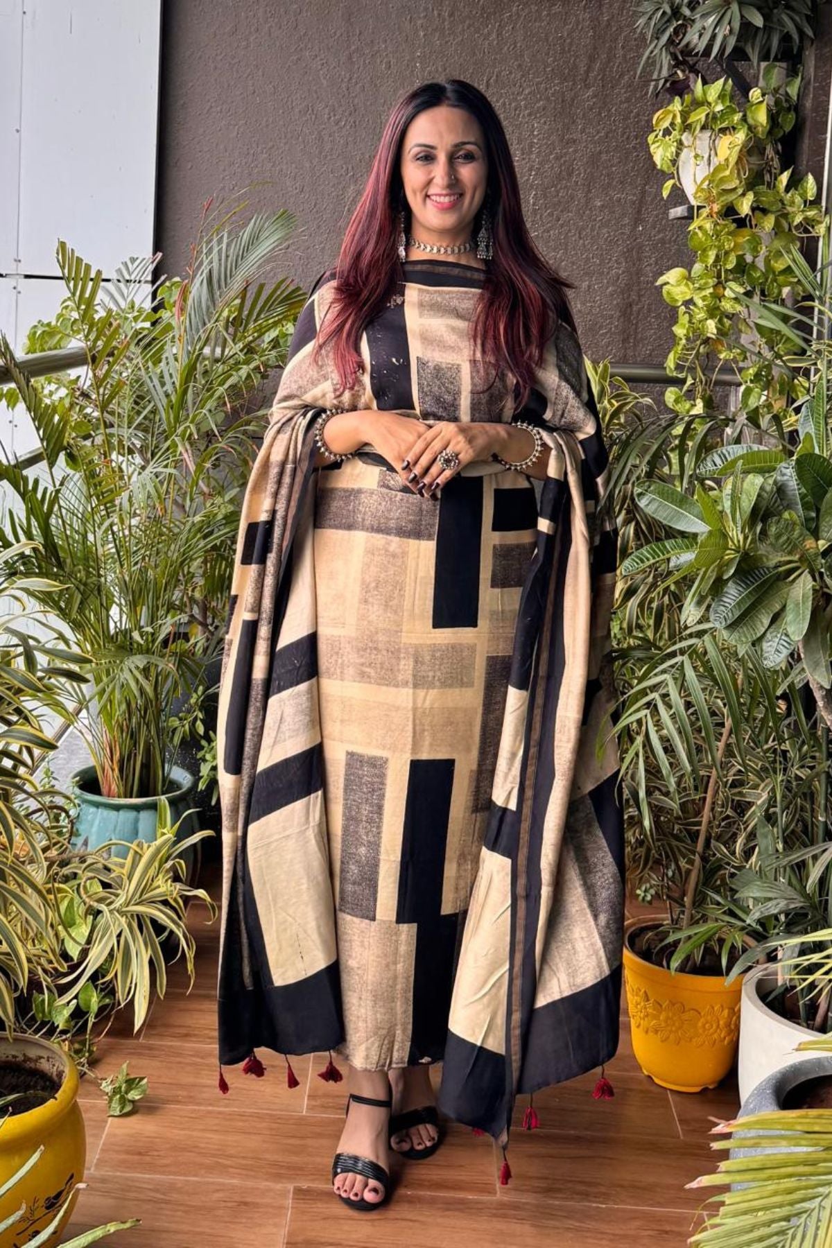 Ajrakh Pure Chanderi Silk kurta dupatta Set