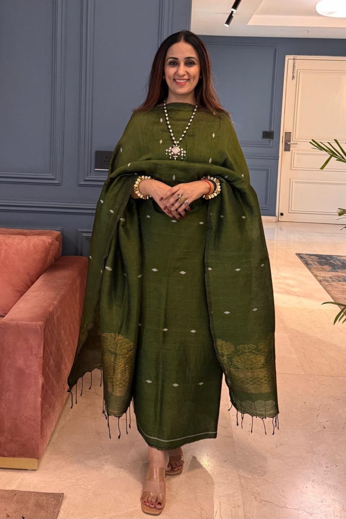 Jayshree Linen kurta Dupatta Set