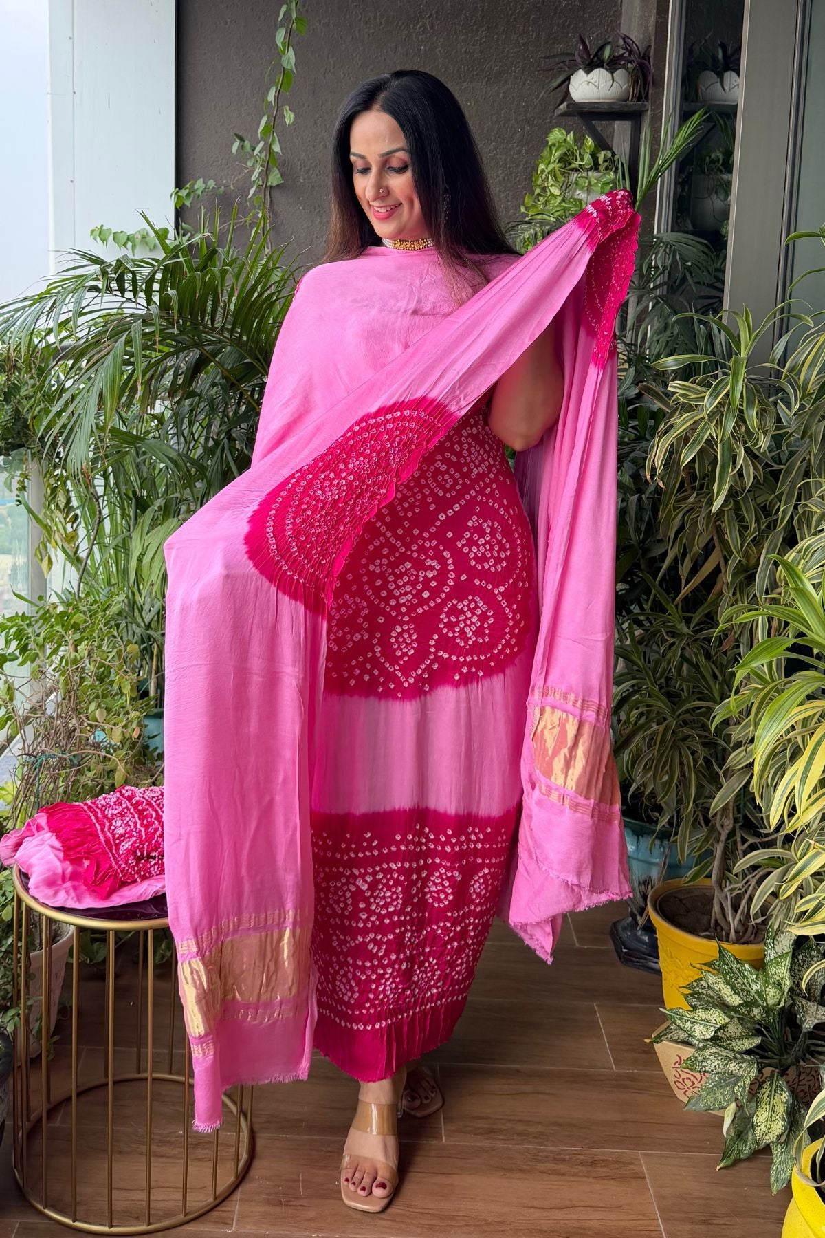 Bandhani work full sets on pure modal satin!!!