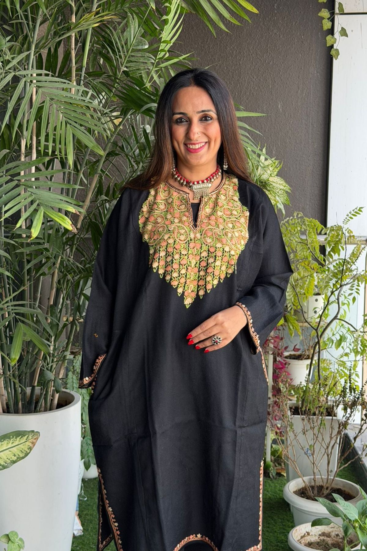 Woollen Kashmiri Phiran with Aari work