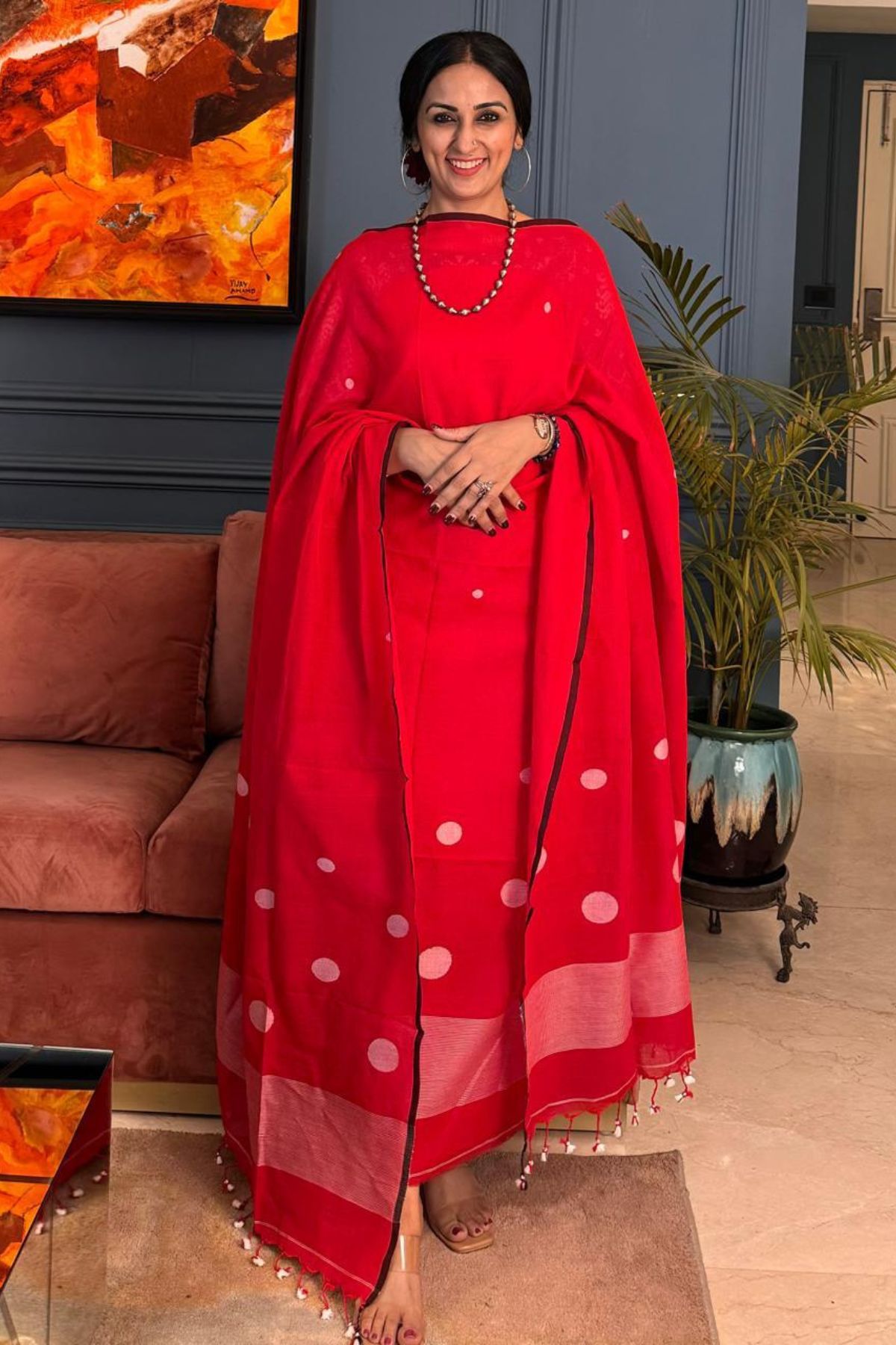 Jamdani kurta dupatta set