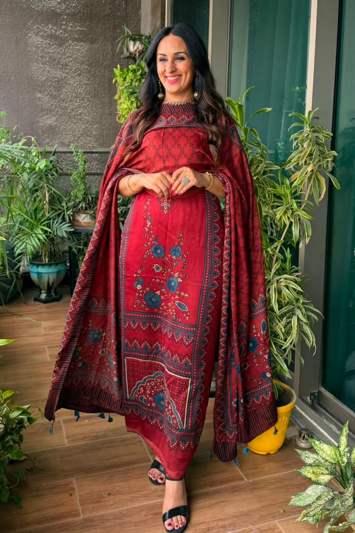 Ajrakh Modal Kurta Dupatta Set