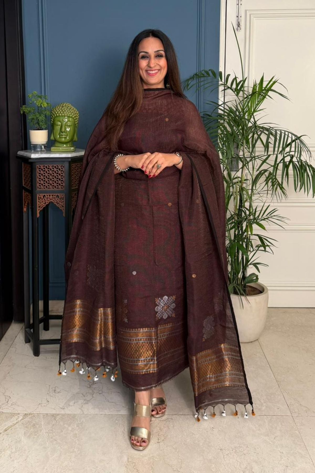 Jayshree tissue linen kurta dupatta set