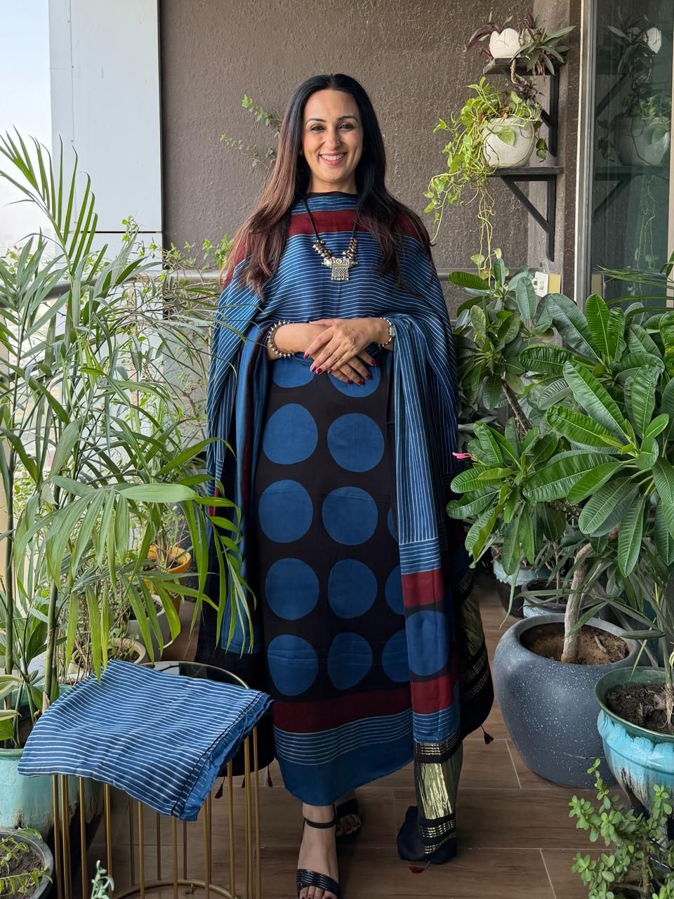 Handblocked Ajrakh full sets in modal with Lagdi patta on dupatta!!