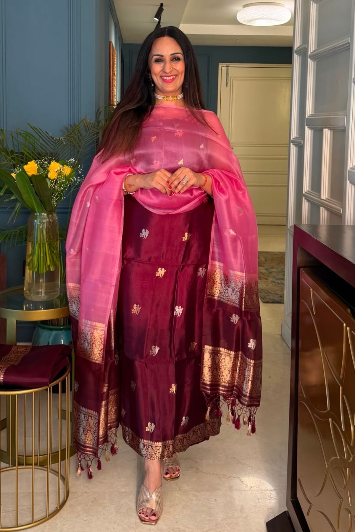 Banarasi weave on pure raw mango silk!!