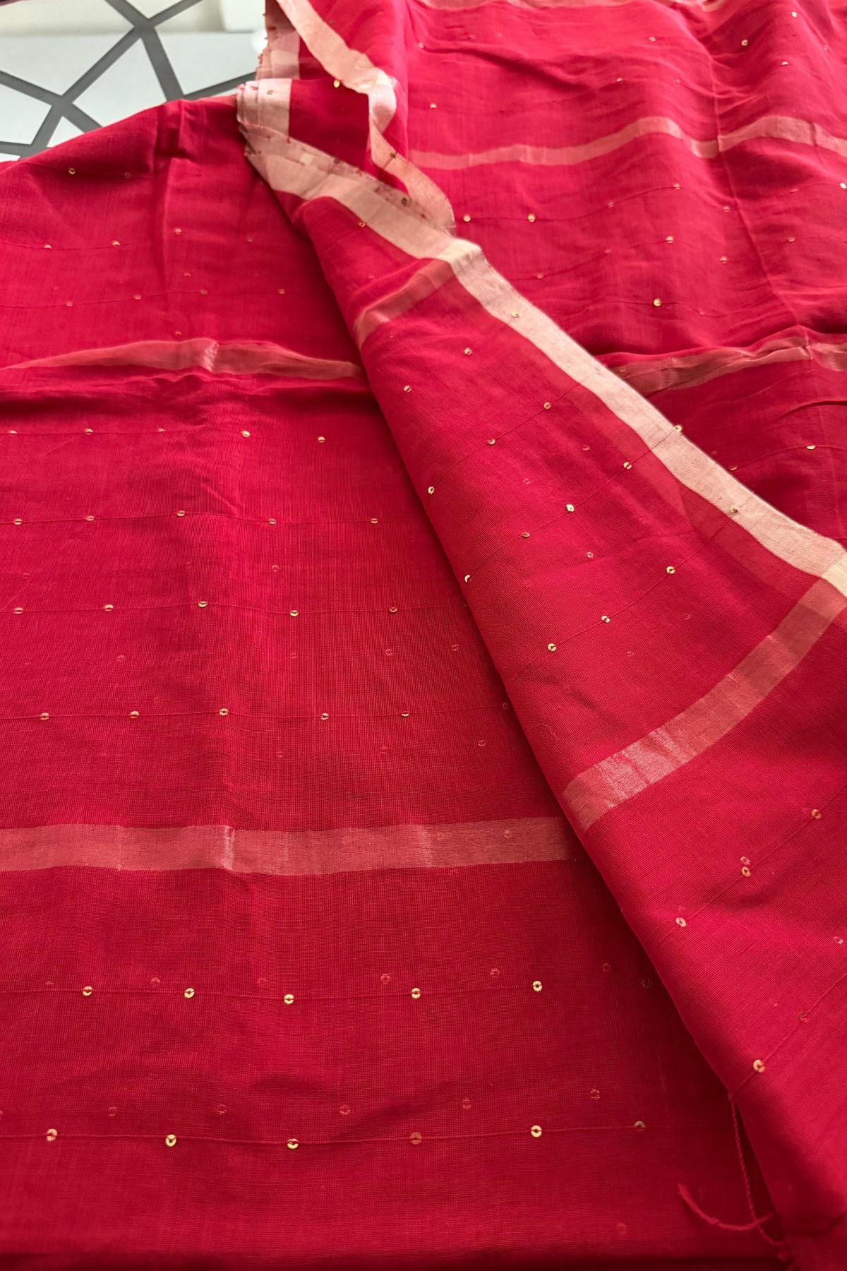 Handwoven pure cotton saree with blouse!!