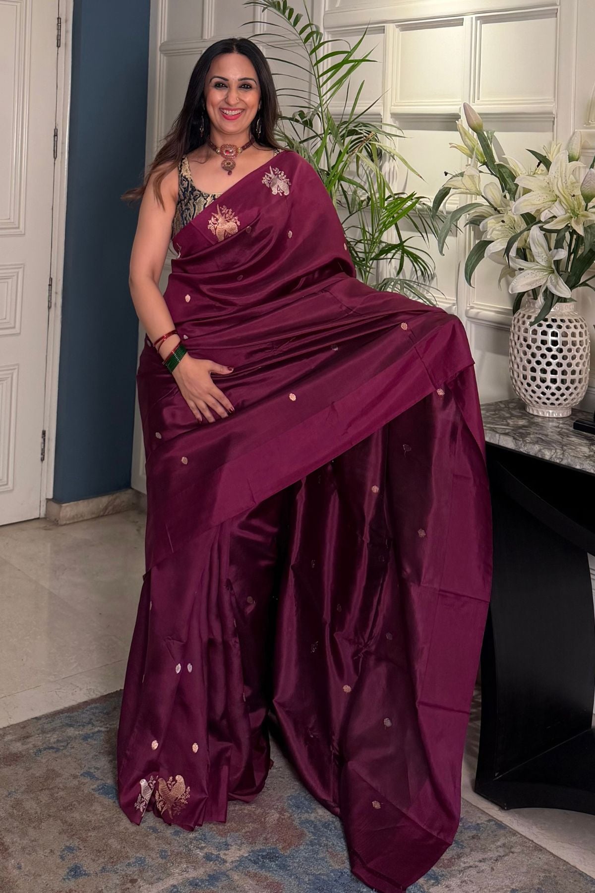 Handwoven Banarasi weave Pure raw mango silk saree with blouse!!