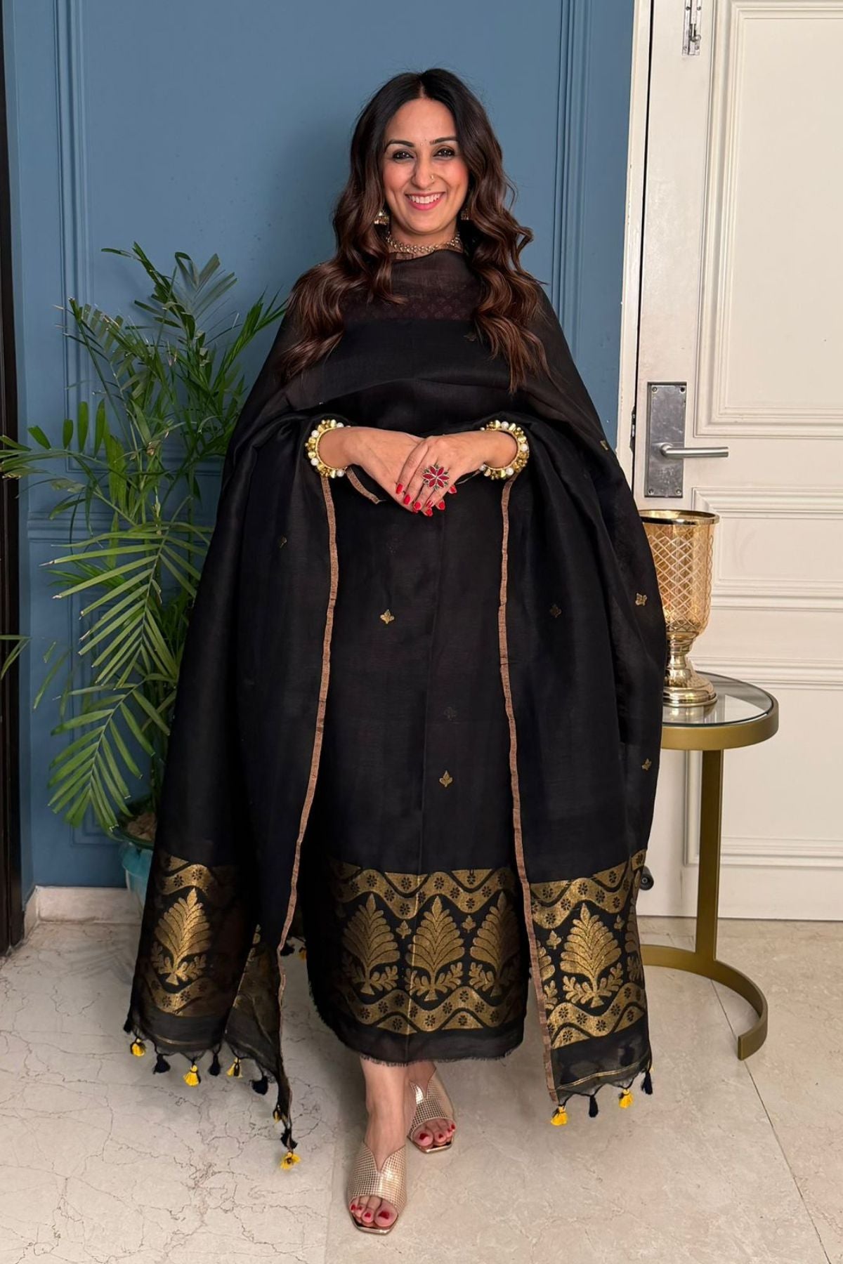 Jayshree cotton linen kurta dupatta set