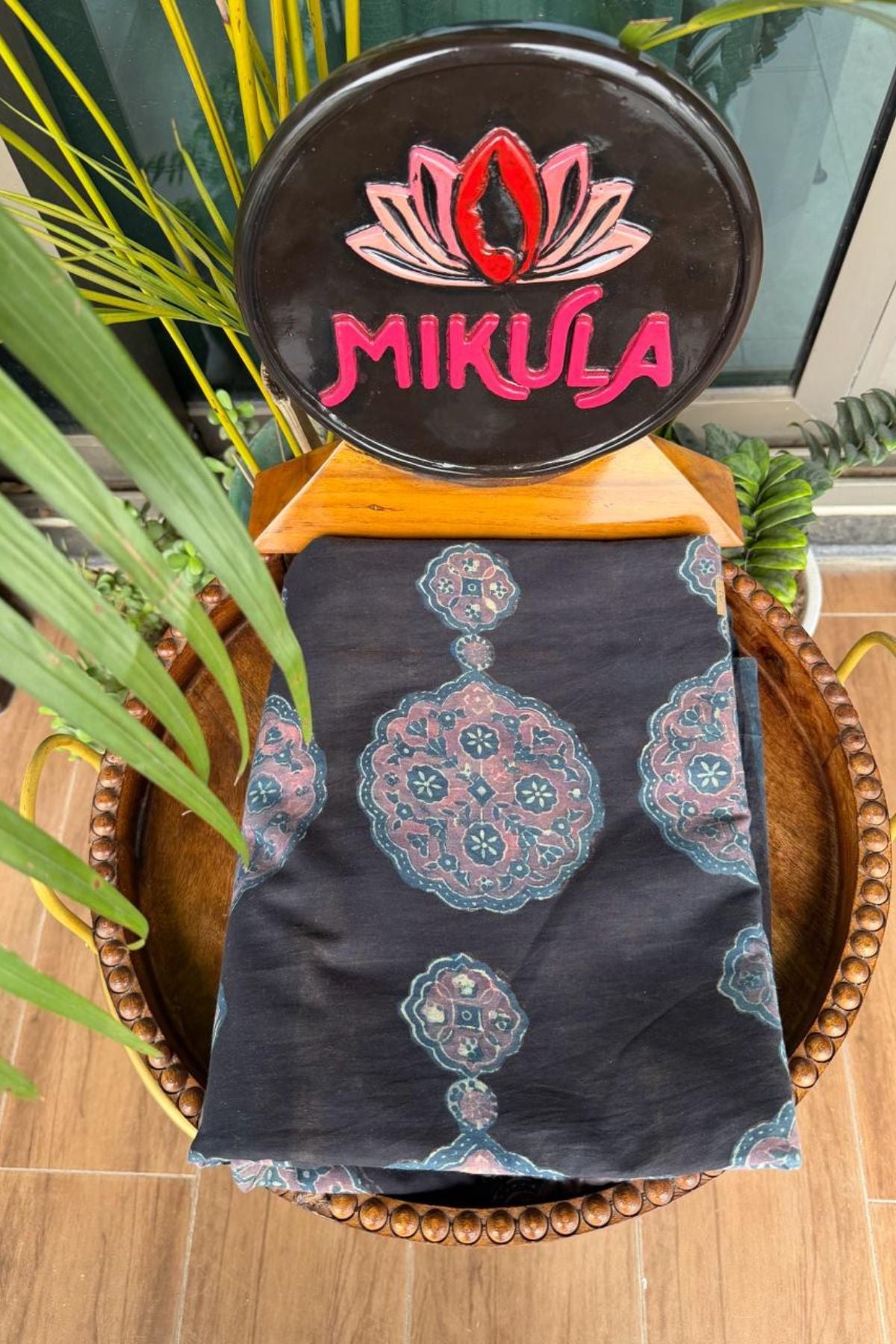 Handblocked Running pure cotton fabric with pomegranate magic!! (400/- per mtr)