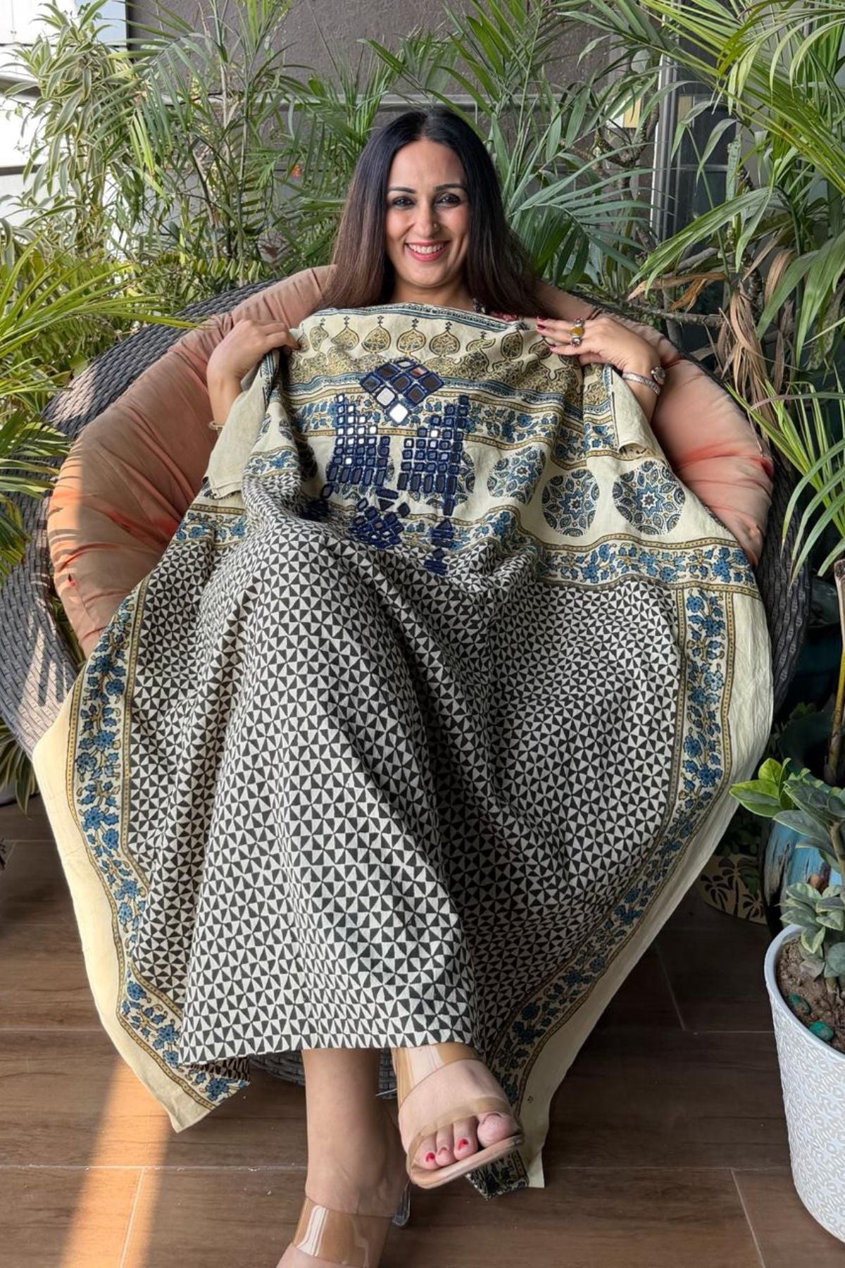 Pure Cotton Kutch mirror hand work kurta fabrics!!