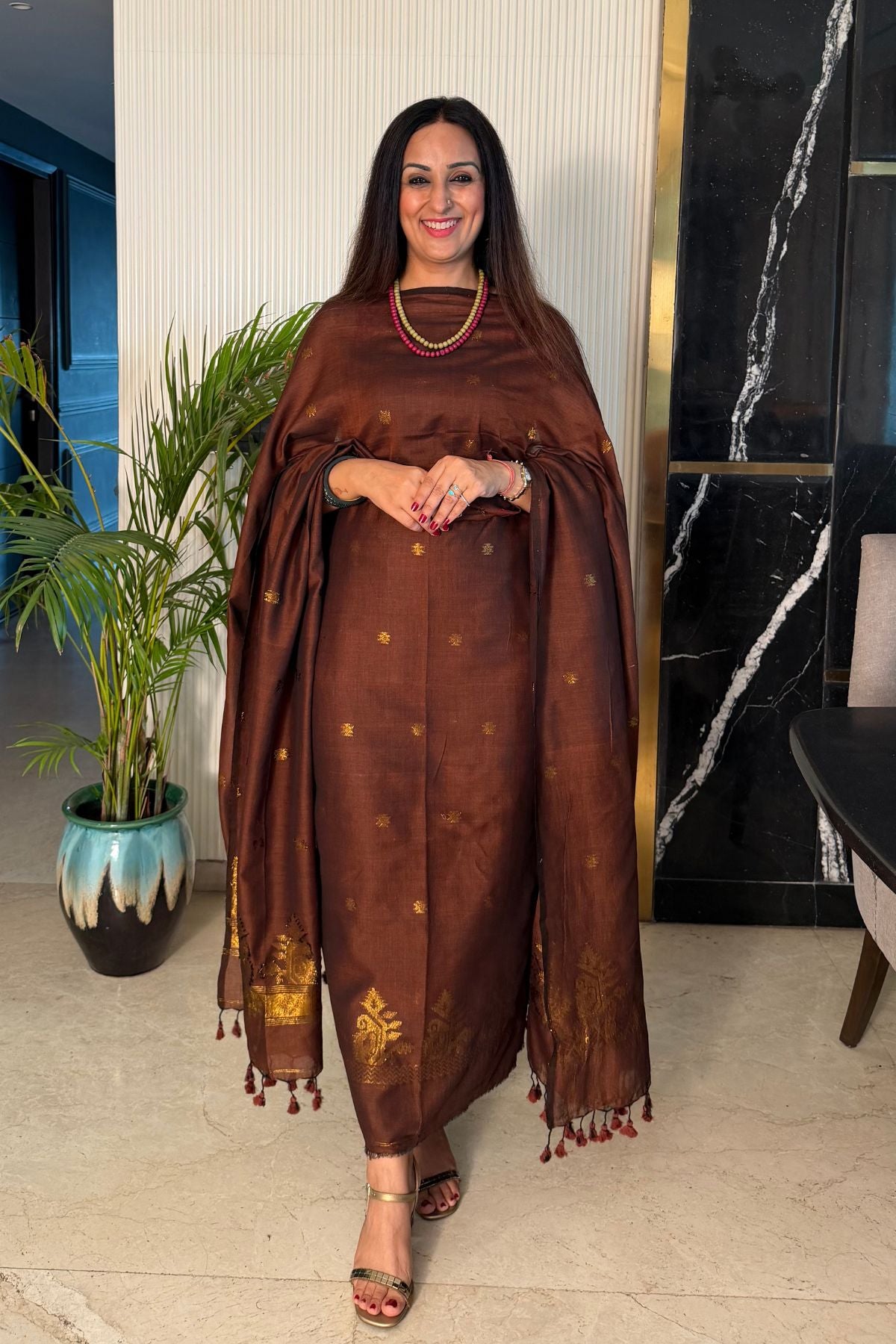 Mercerised pure cotton zari weave kurta dupatta sets with Jamdani weave !!
