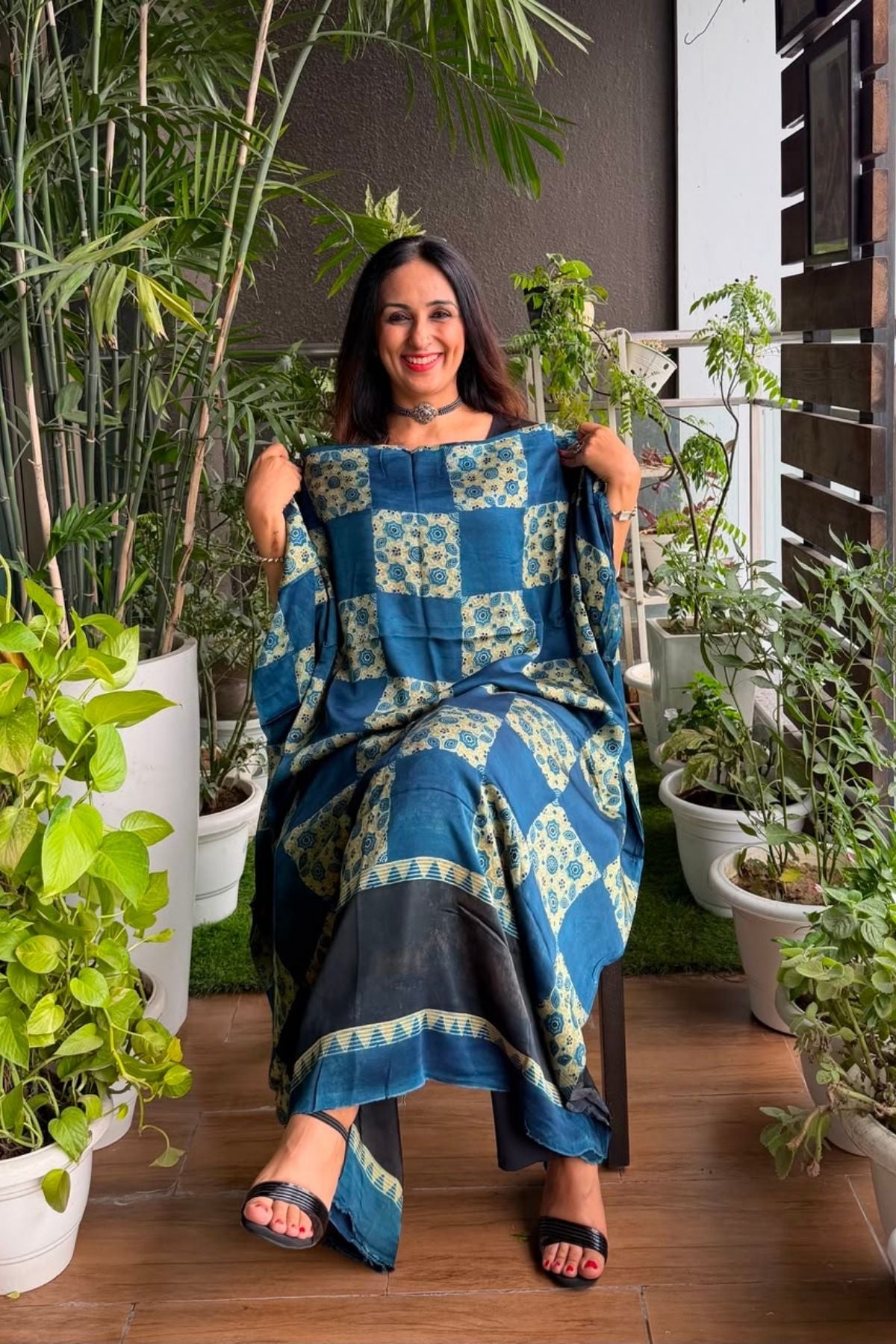 Ajrakh kurta fabric on pure modal !!