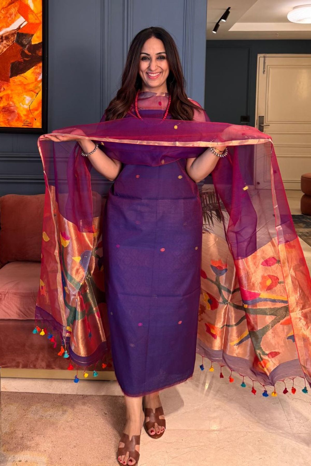 Muslin sets with Paithani inspired Jamdani work