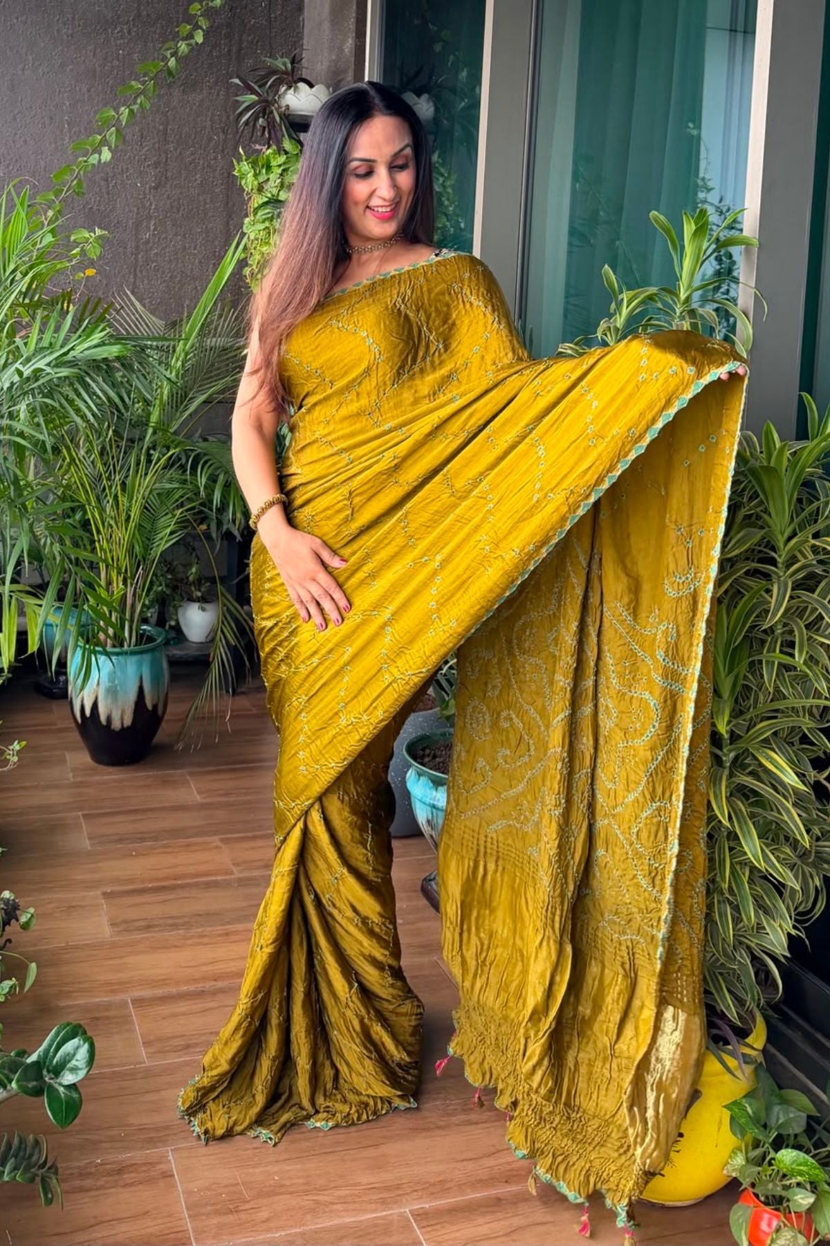 Handcrafted bandhani saree on pure modal!!!