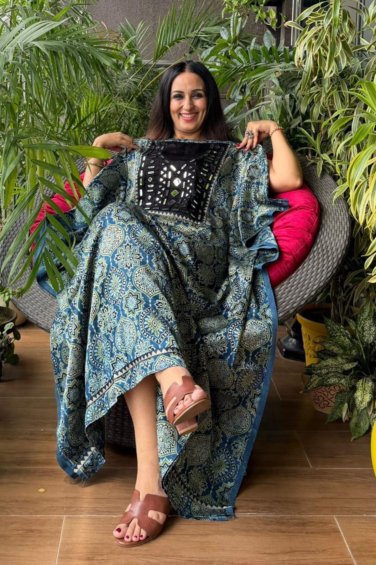 Handcrafted kurta with Kutch mirror work on pure Mashru!!