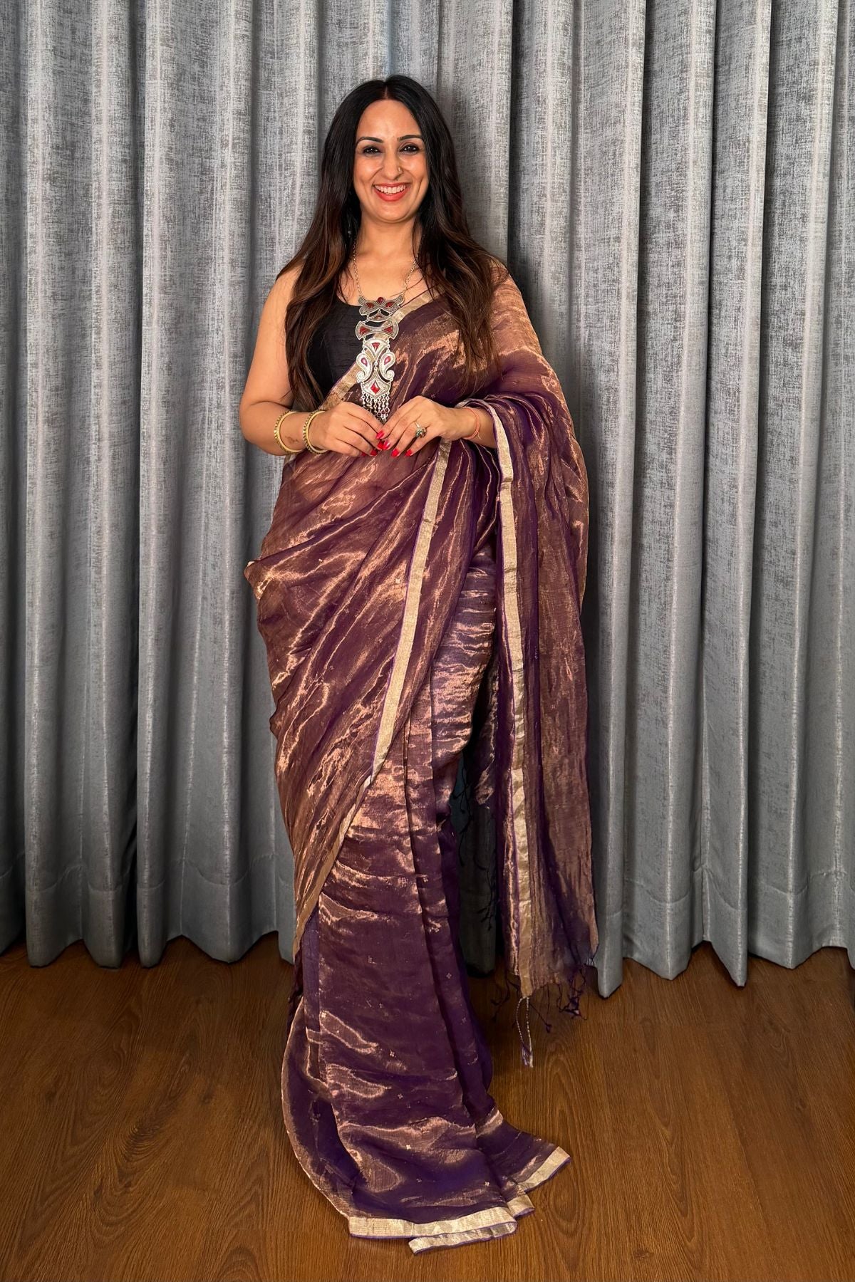 Handwoven pure tissue muslin saree