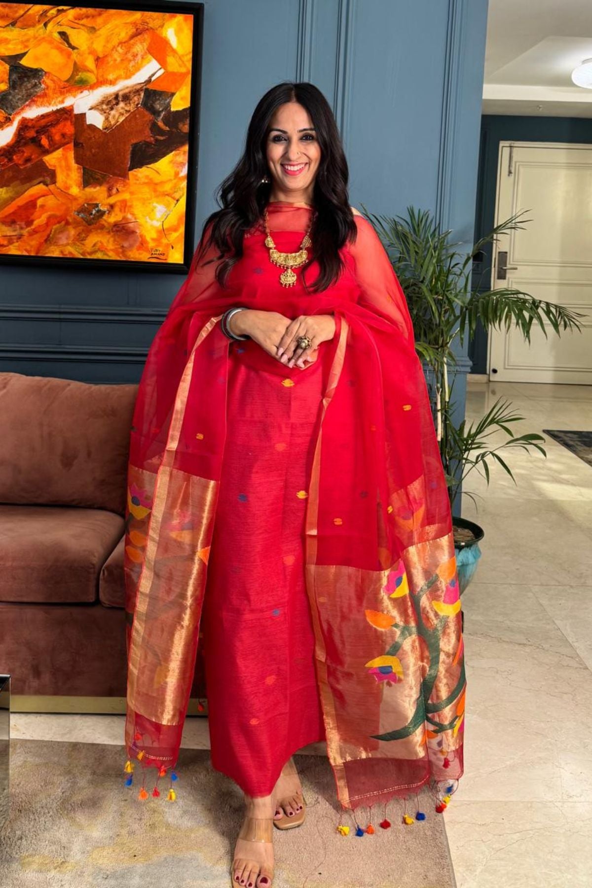 Muslin sets with Paithani inspired Jamdani work