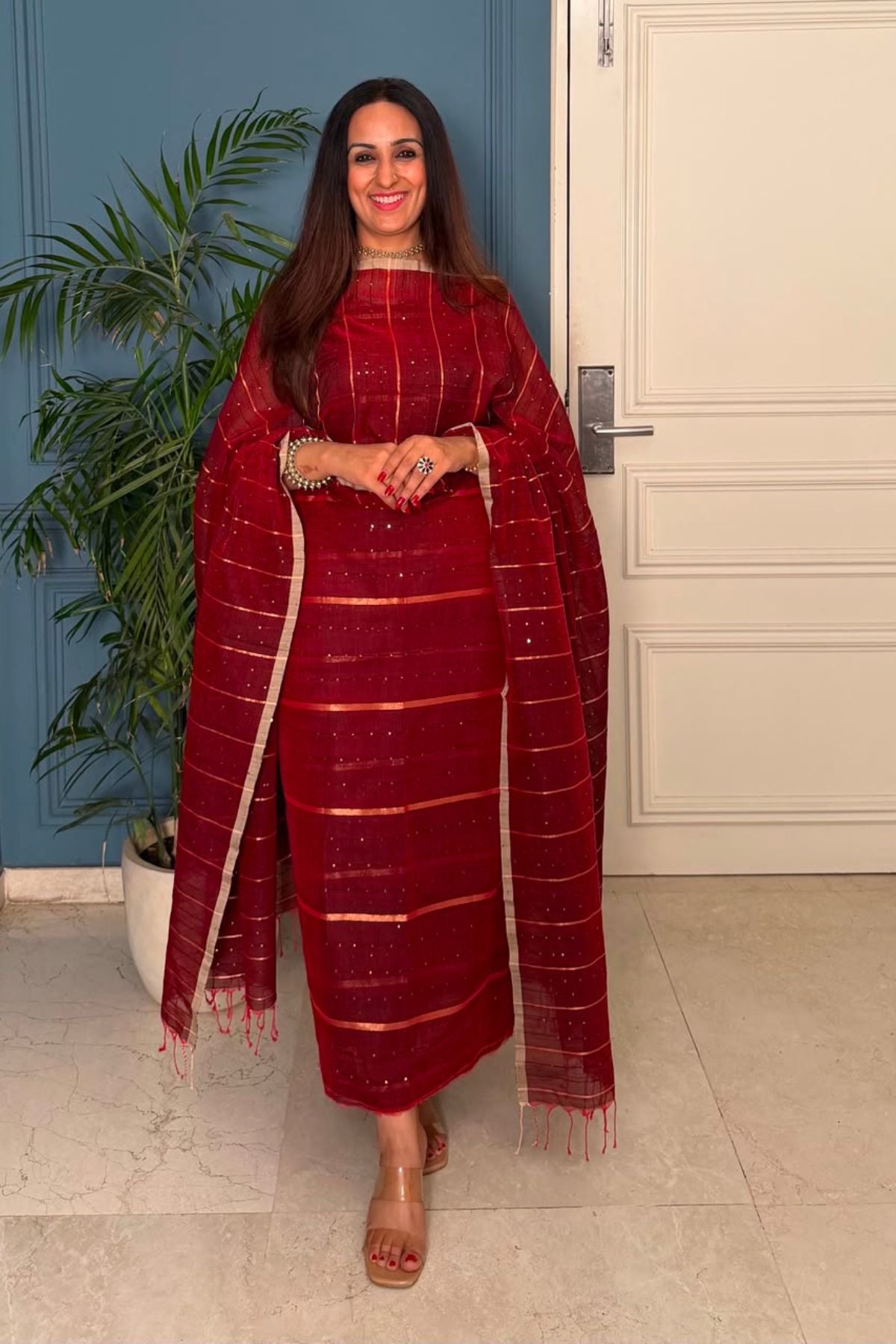 Pure cotton kurta dupatta sets with handwoven pocket sequins!!