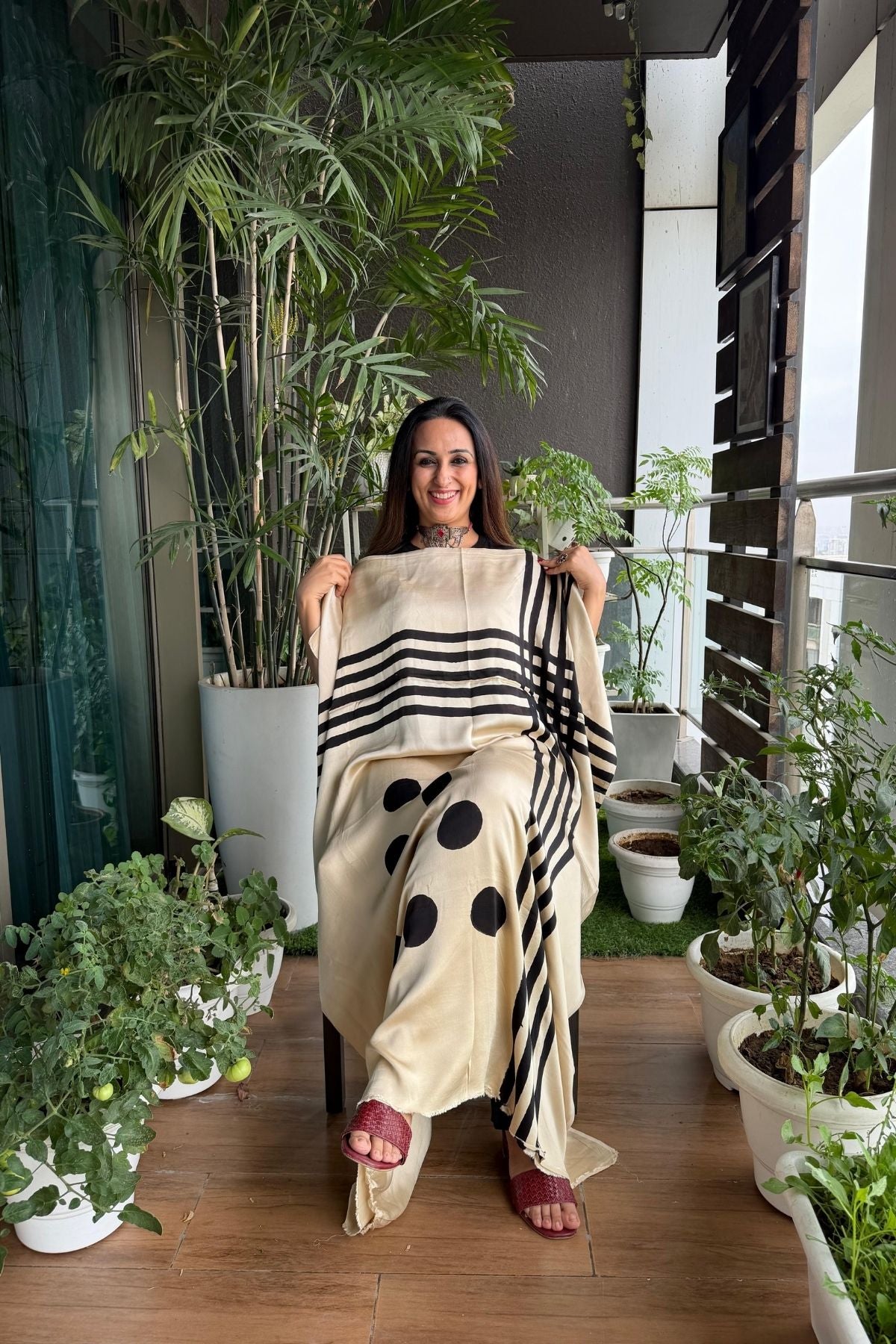 Ajrakh kurta fabric on pure modal !!