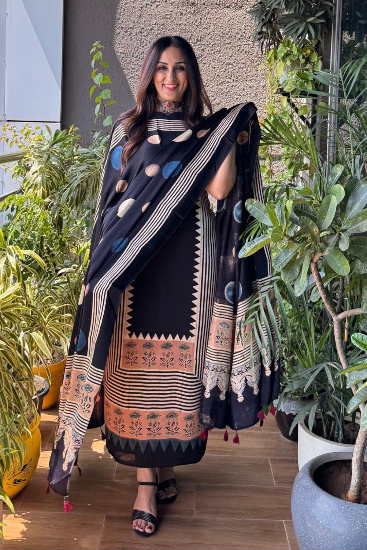 Ajrakh Modal Kurta Dupatta Set