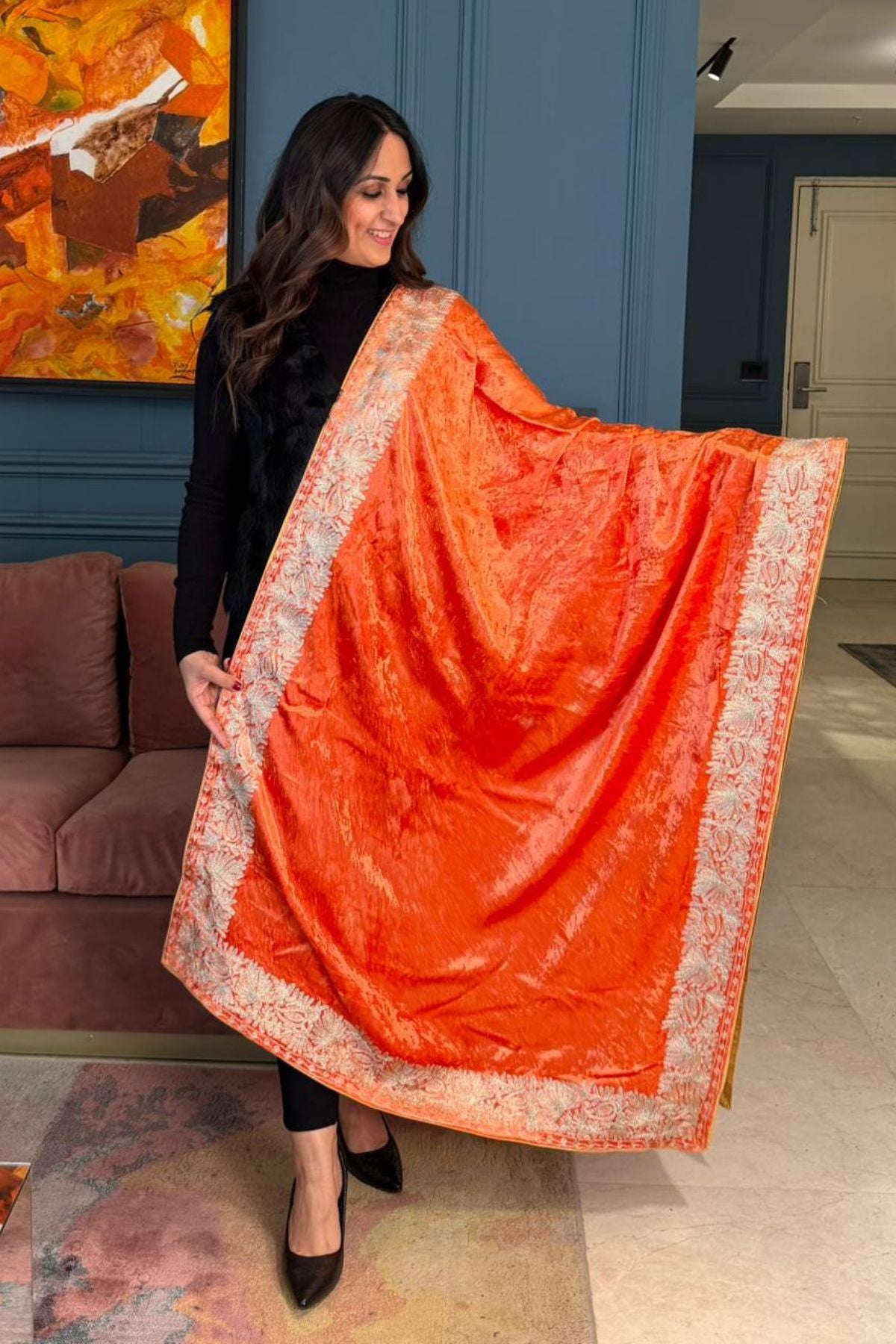 Kashmiri Aari work velvet shawls