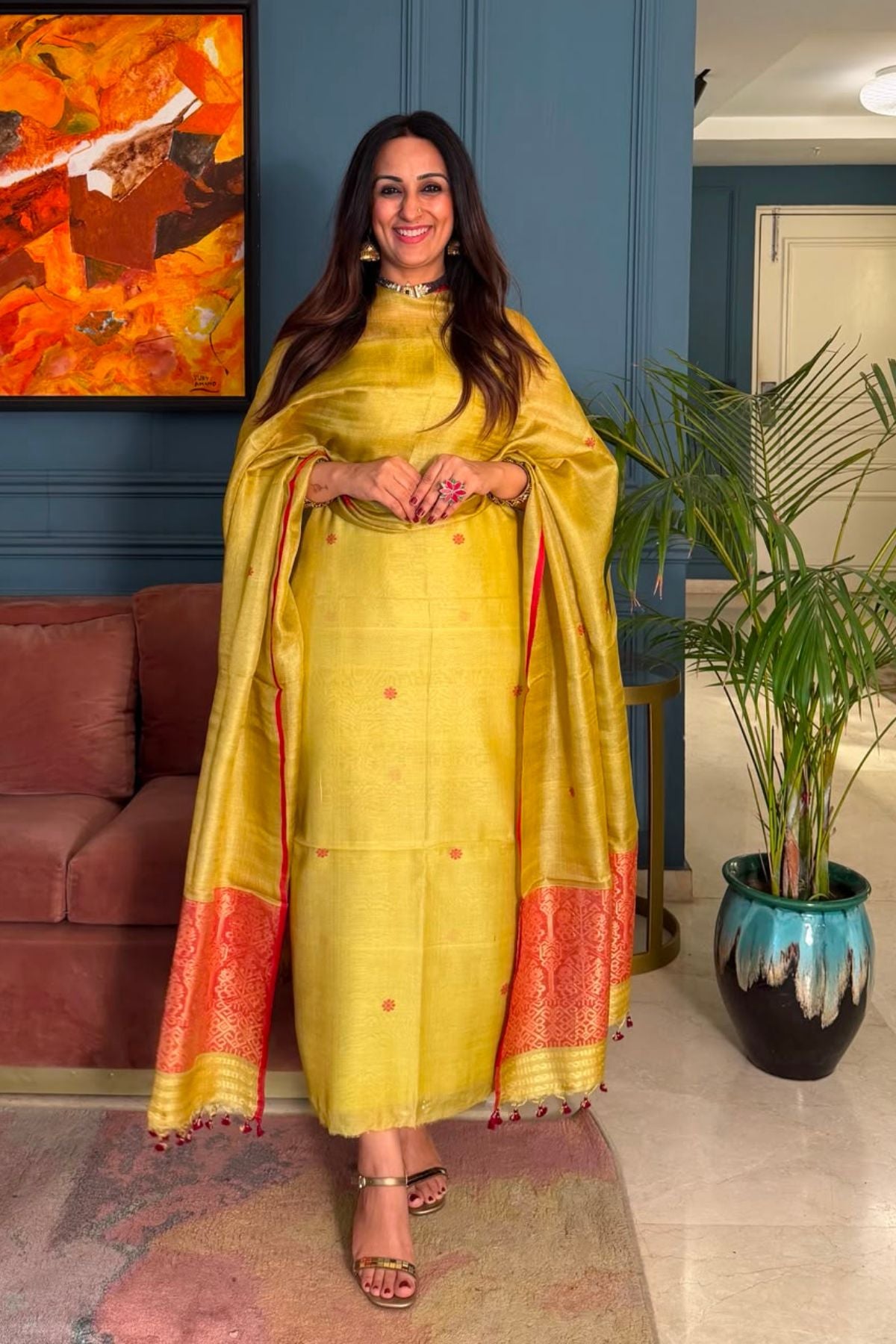 Tangail weave on Pure Tussar Silk -Kurta Dupatta set