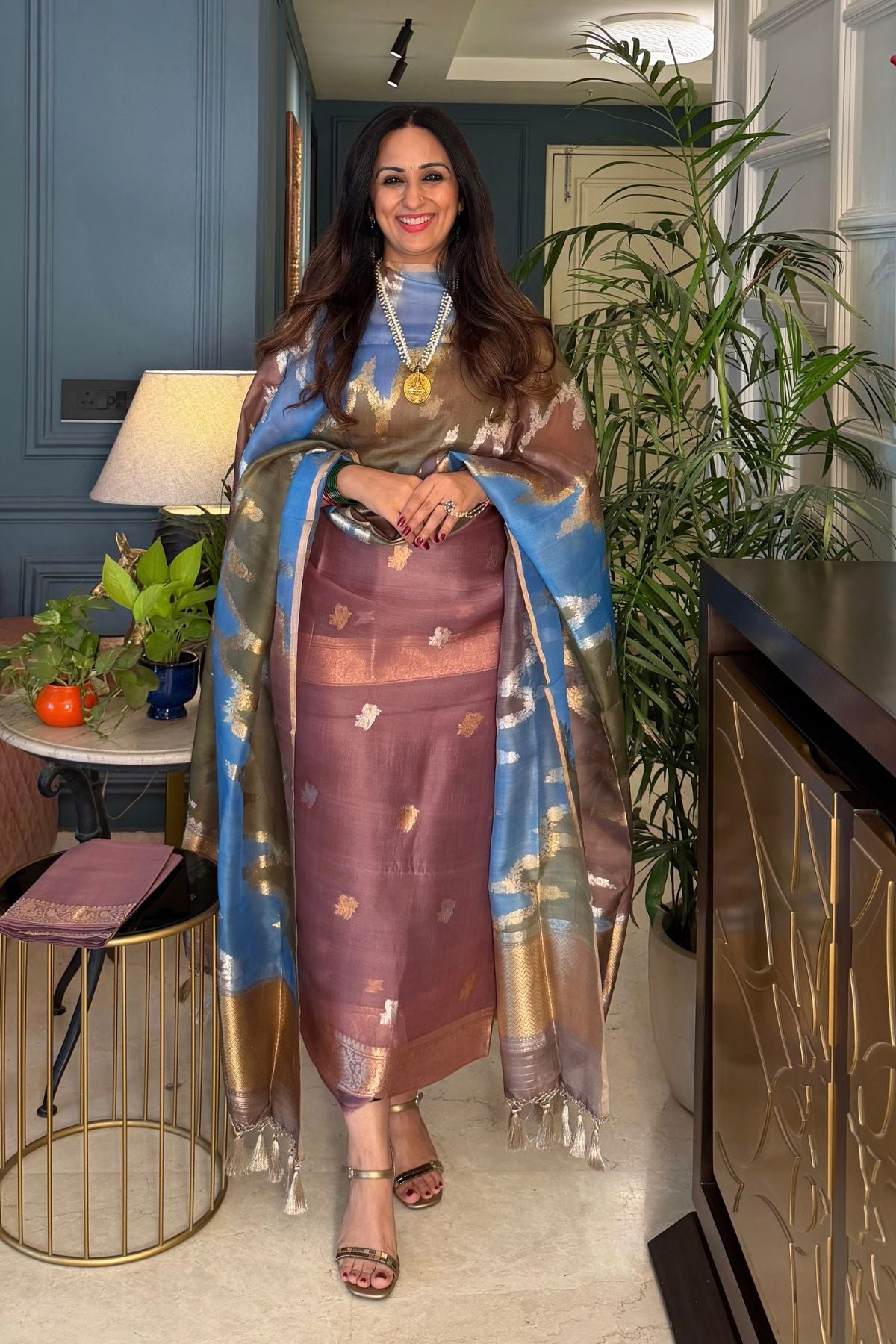Handwoven pure organza silk suit sets!!