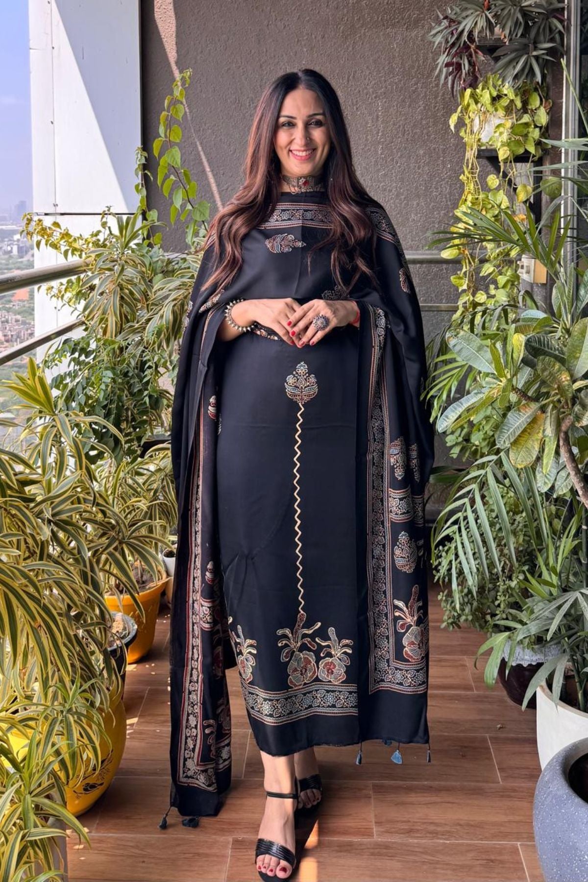 Ajrakh Modal Kurta Dupatta Set