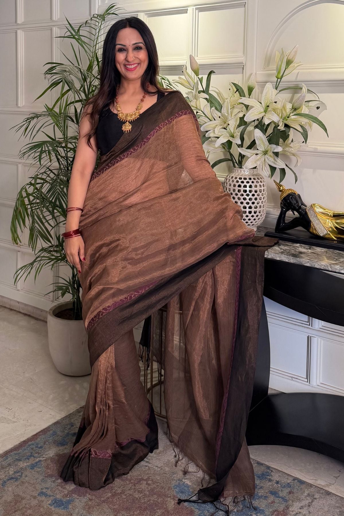 Handwoven antique zari tissue Saree with intricate embroidery!!