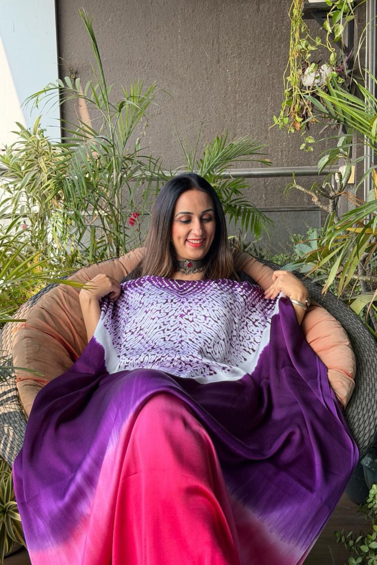 Handblocked Shibori shaded kurta on pure Modal