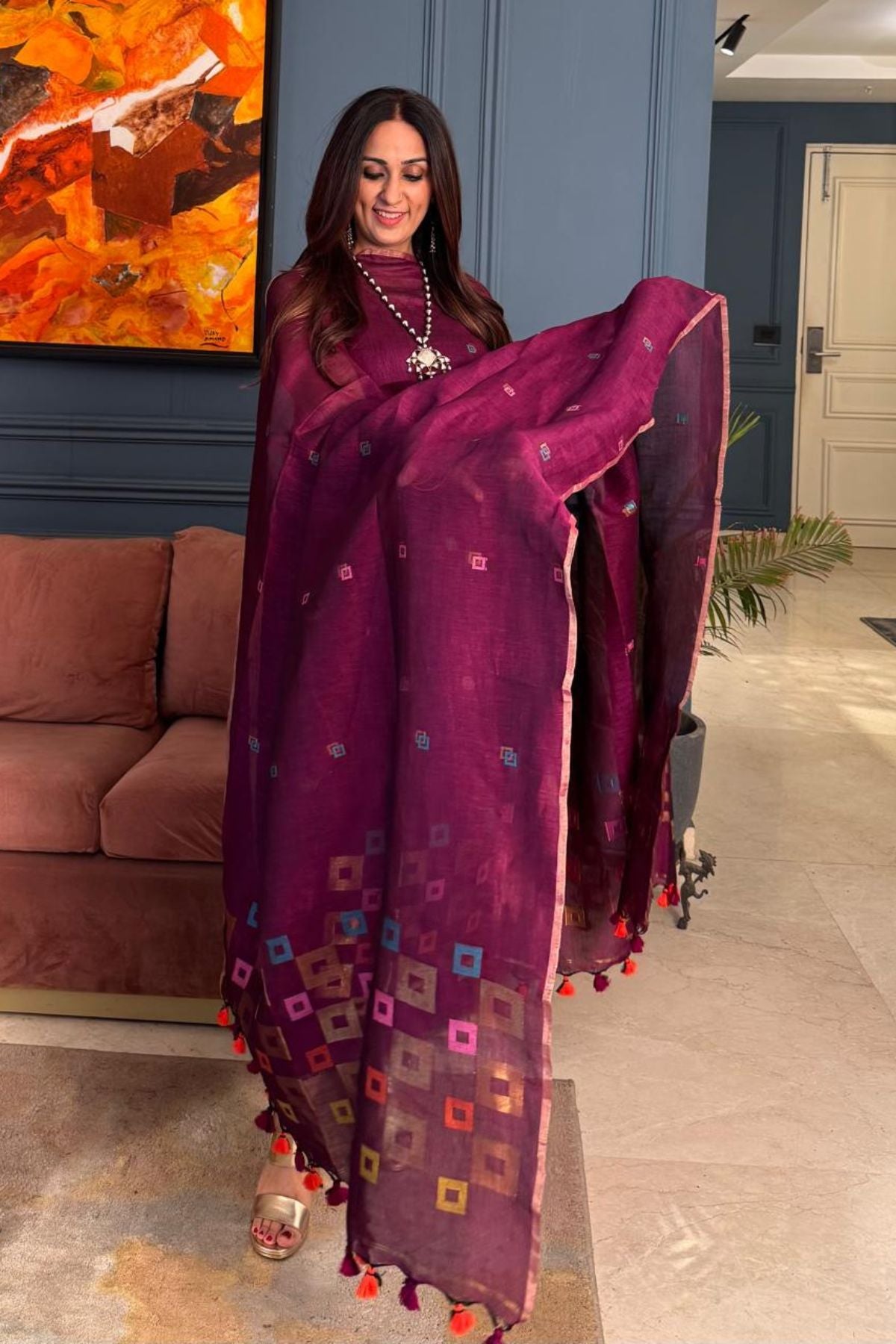 Jayshree Linen kurta Dupatta Set