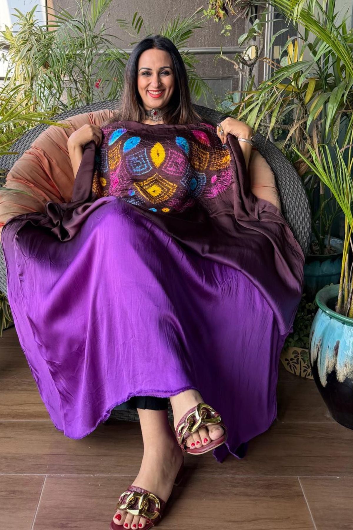 Handblocked Shibori shaded kurta on pure Modal