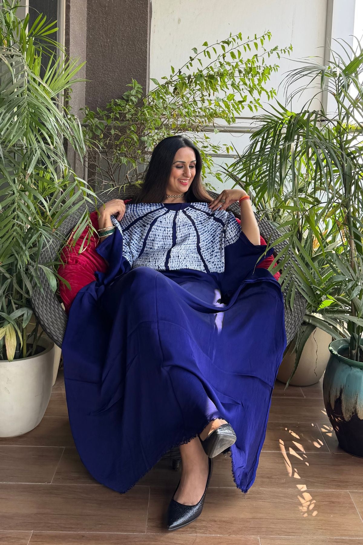 Stunning hand Shibori work on pure modal satin!!