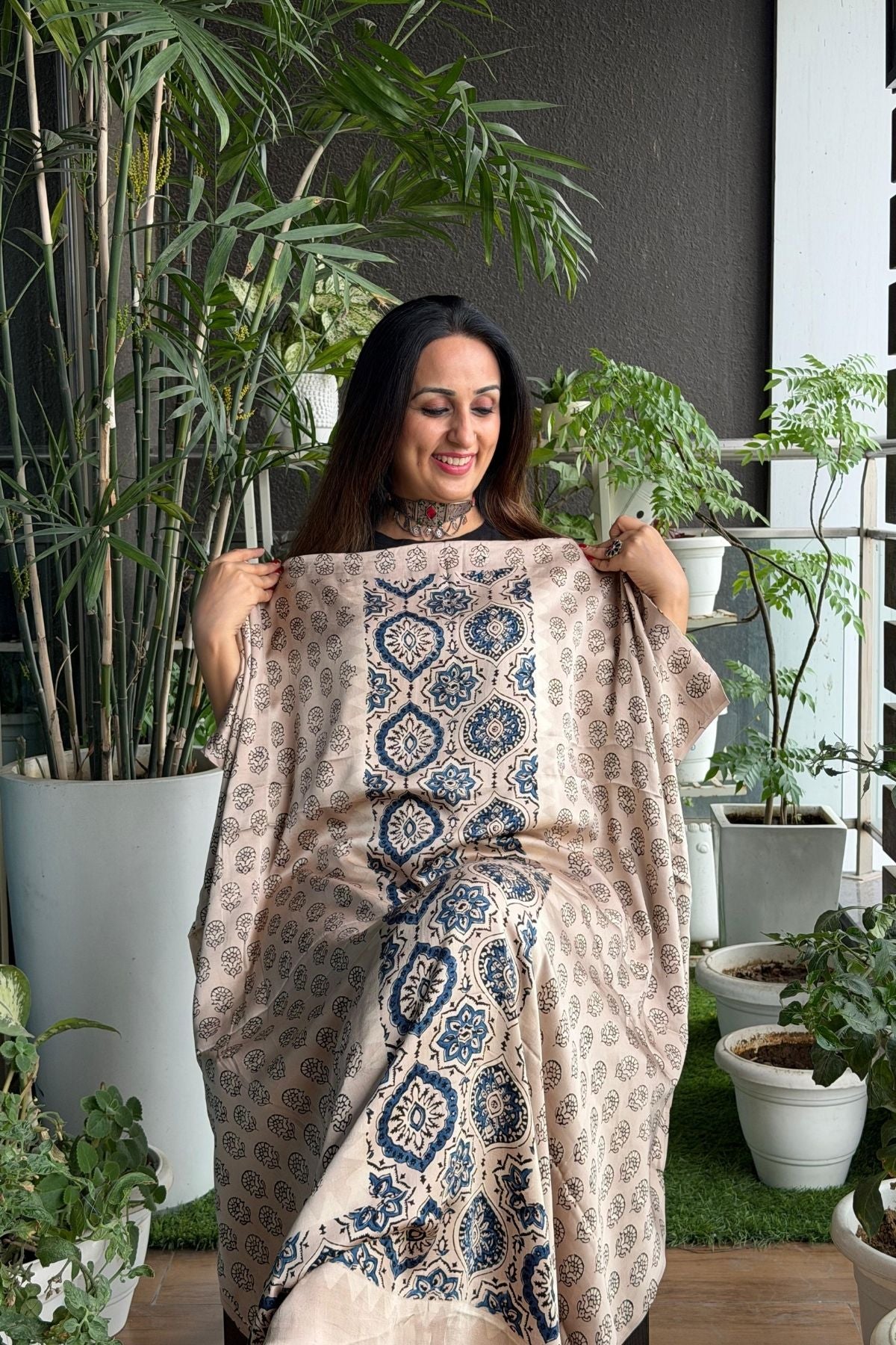 Ajrakh kurta fabric on pure modal !!