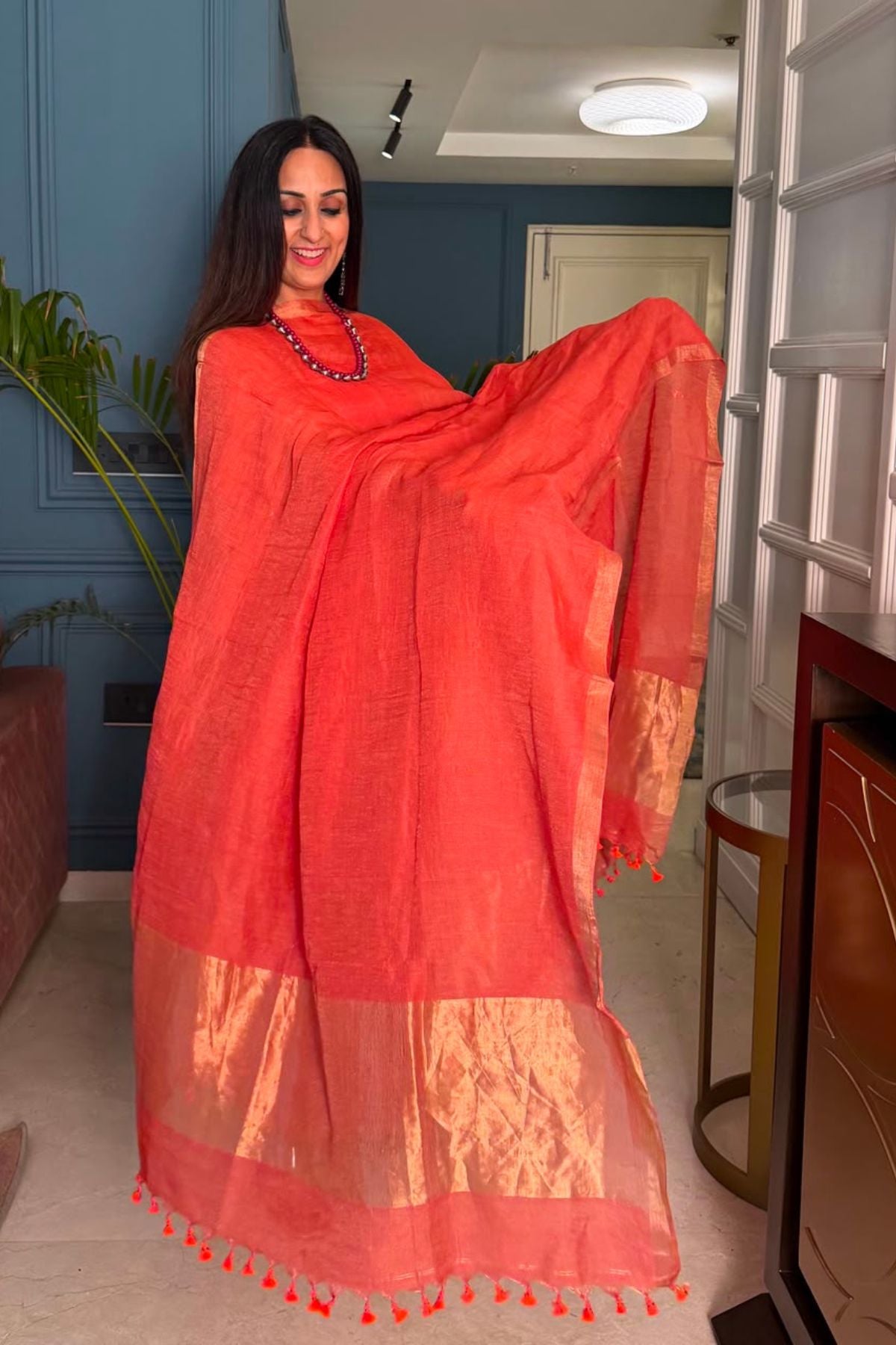 Jayshree tissue linen kurta dupatta set.