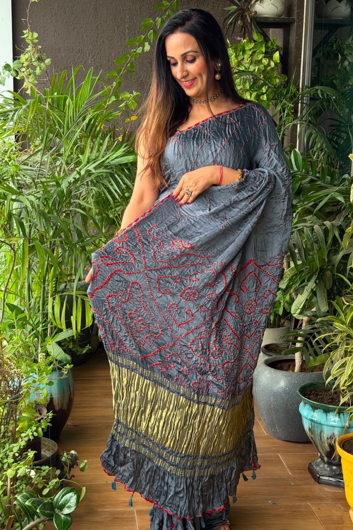 Handcrafted bandhani saree on pure modal!!!
