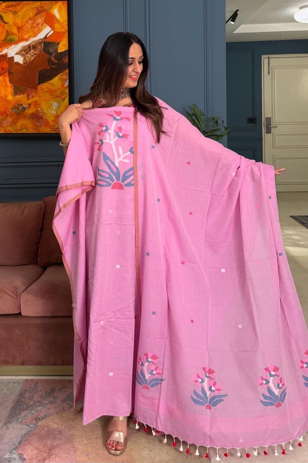 Jamdani pure cotton kurta dupatta sets!!