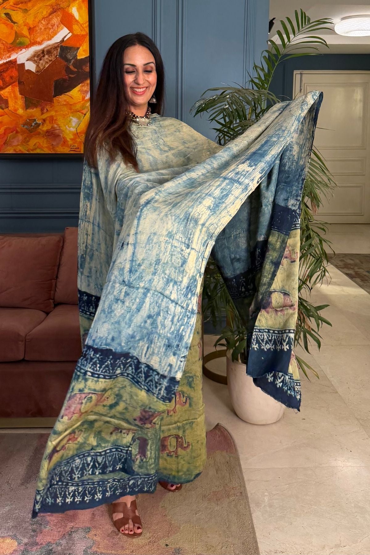 Pomegranate peel Handblock on Premium Modal fabric!!