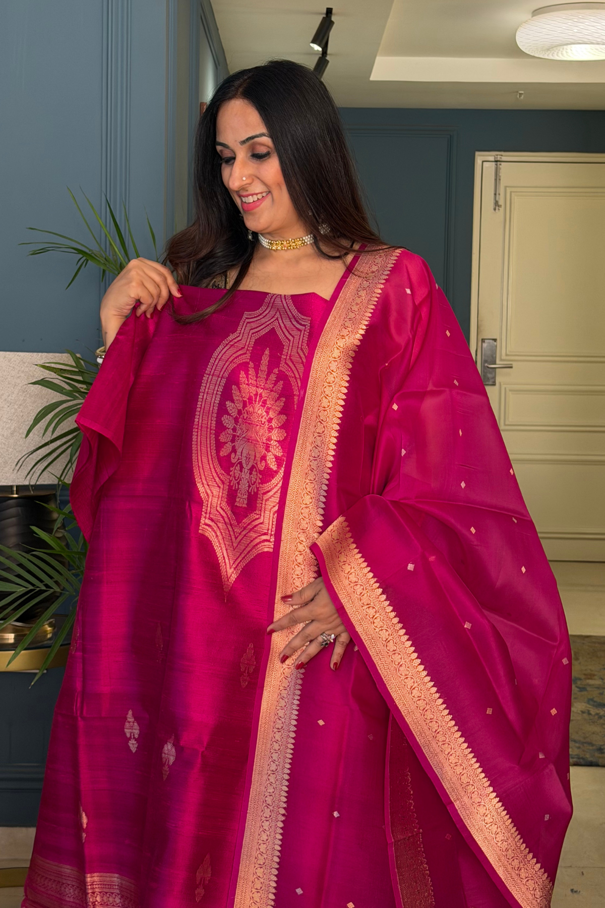 Handwoven Pure Raw silk suit sets with pure organza silk dupatta!!