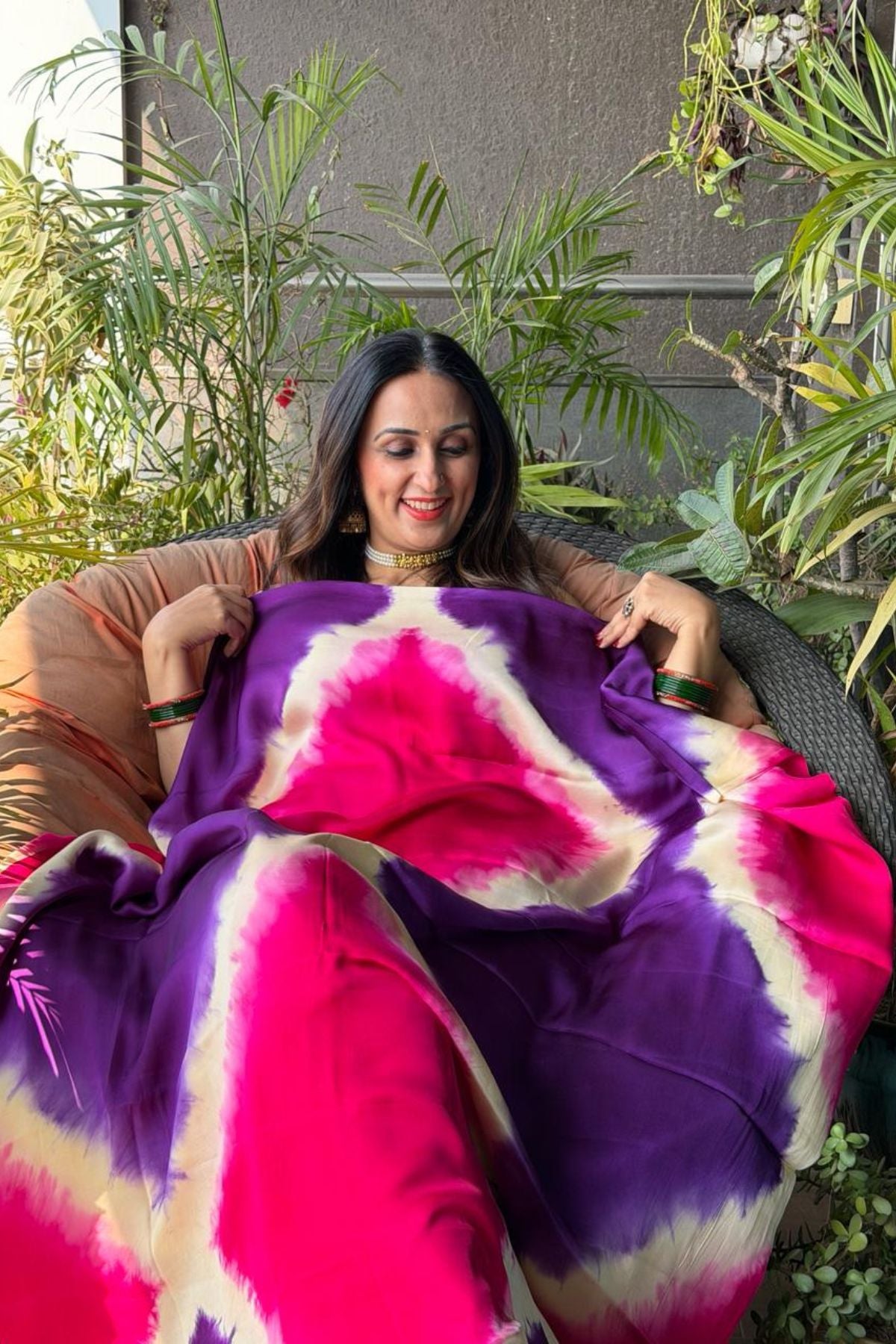 Hand Shibori kurta fabric on pure modal satin!!