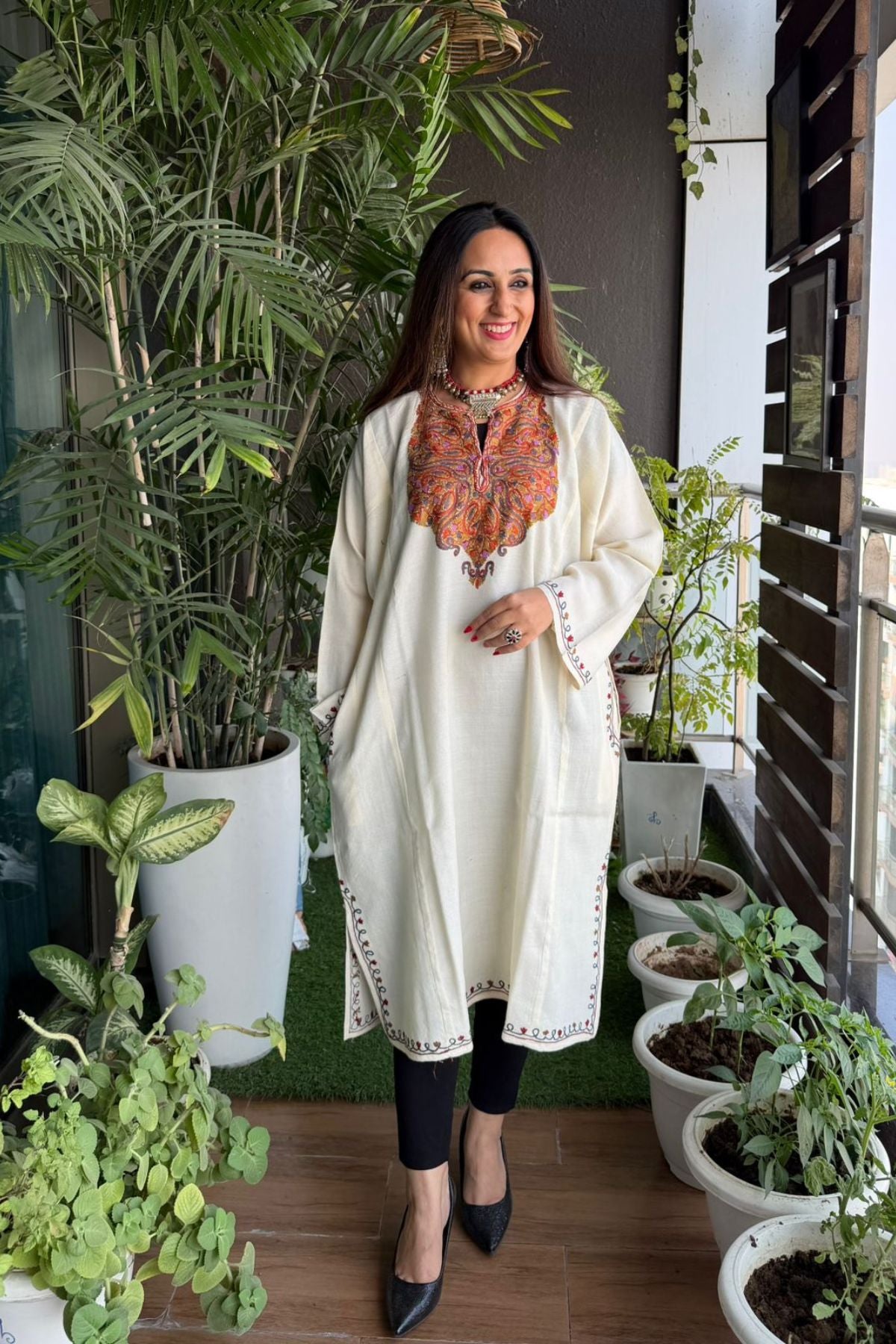 Woollen Kashmiri Phiran with Aari work