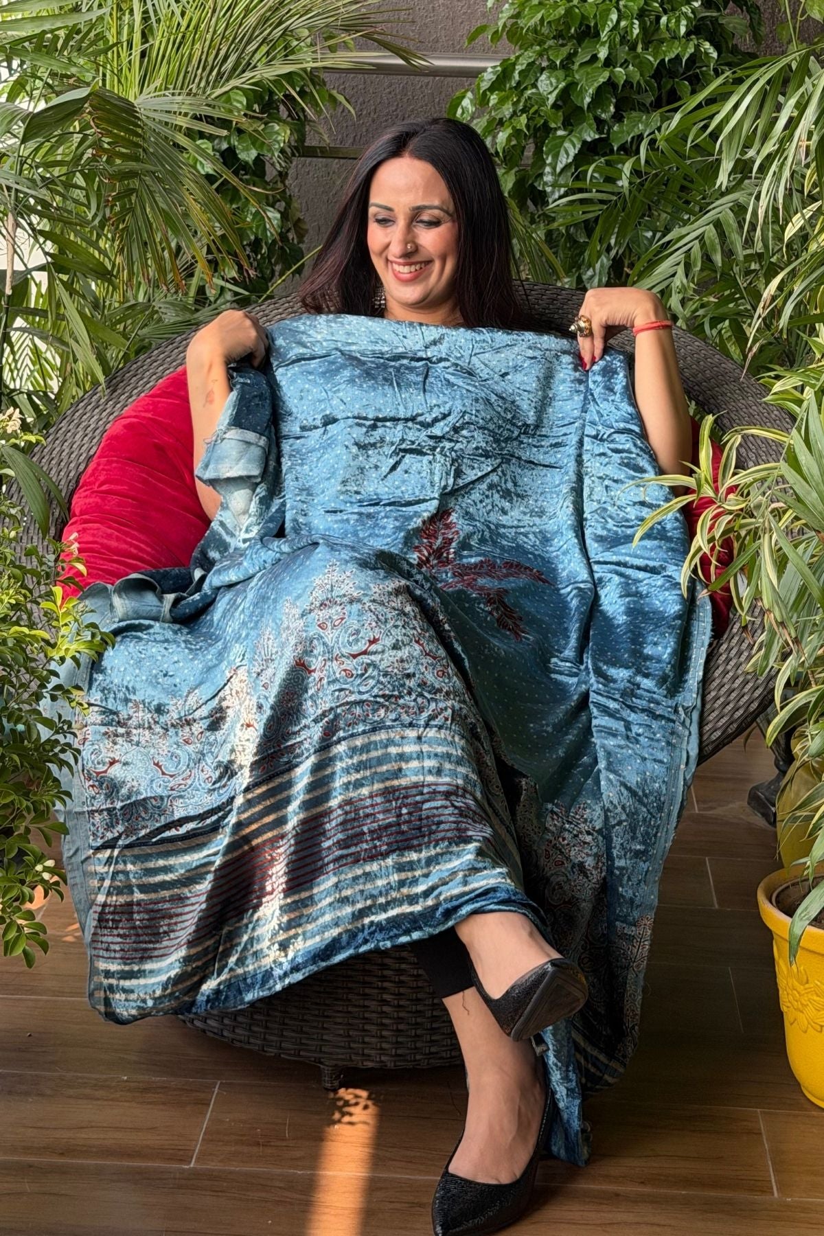 Ajrakh art on Velvet (kurta only)