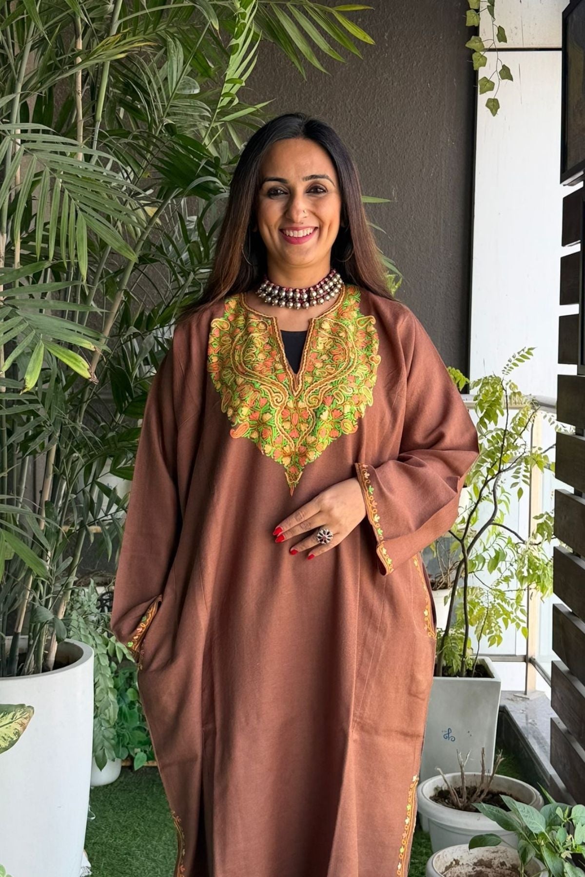 Woollen Kashmiri Phiran with Aari work