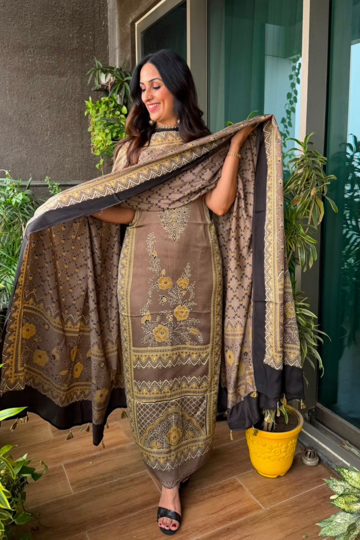 Ajrakh Modal Kurta Dupatta Set