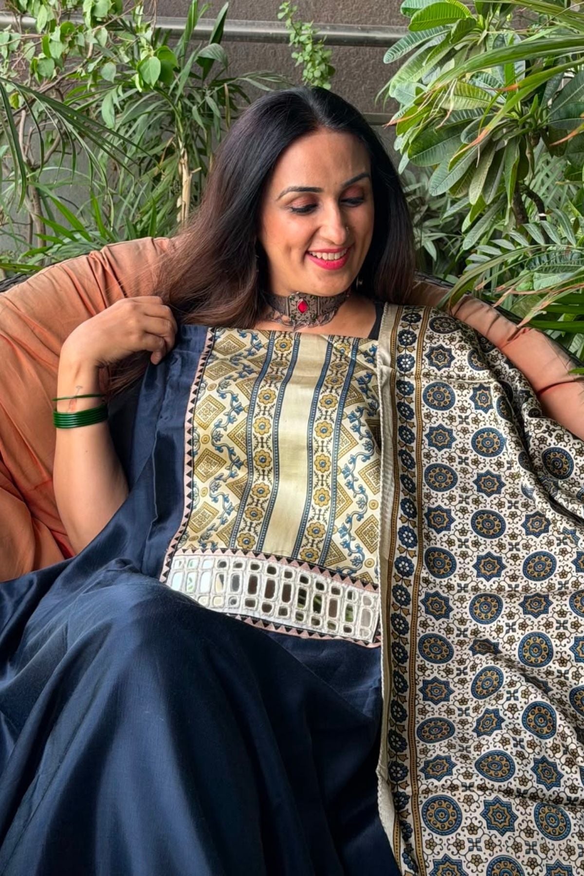Handcrafted Kutch mirror work Mashru silk full sets!!