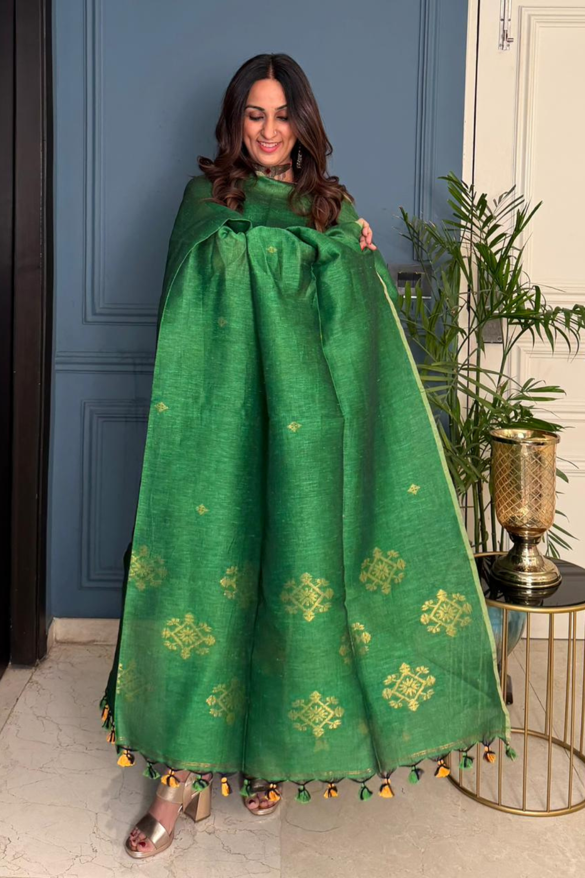 Jayshree cotton linen kurta dupatta set